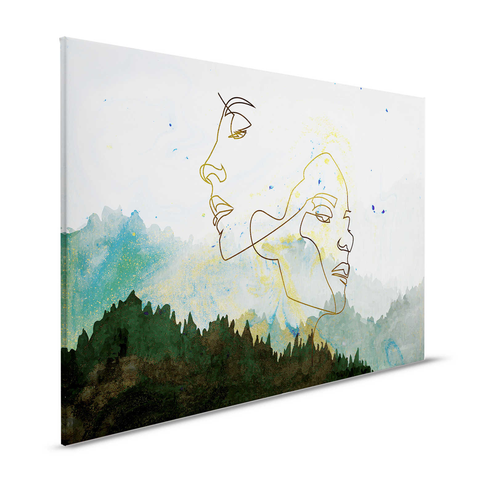 Canvas painting Line Design & Watercolour Landscape - 1.20 m x 0.80 m
