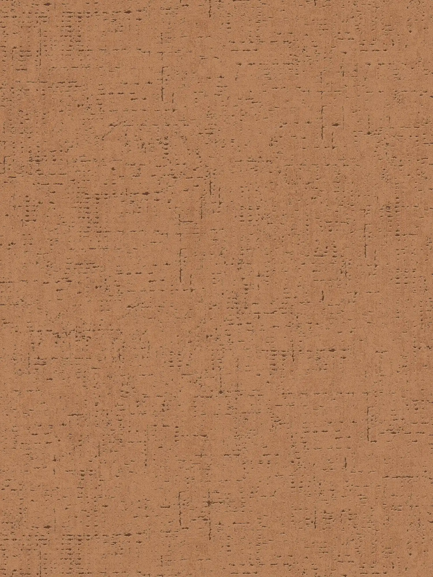 Eenheidsbehang met kurkmotief & structuurpatroon - bruin, oranje
