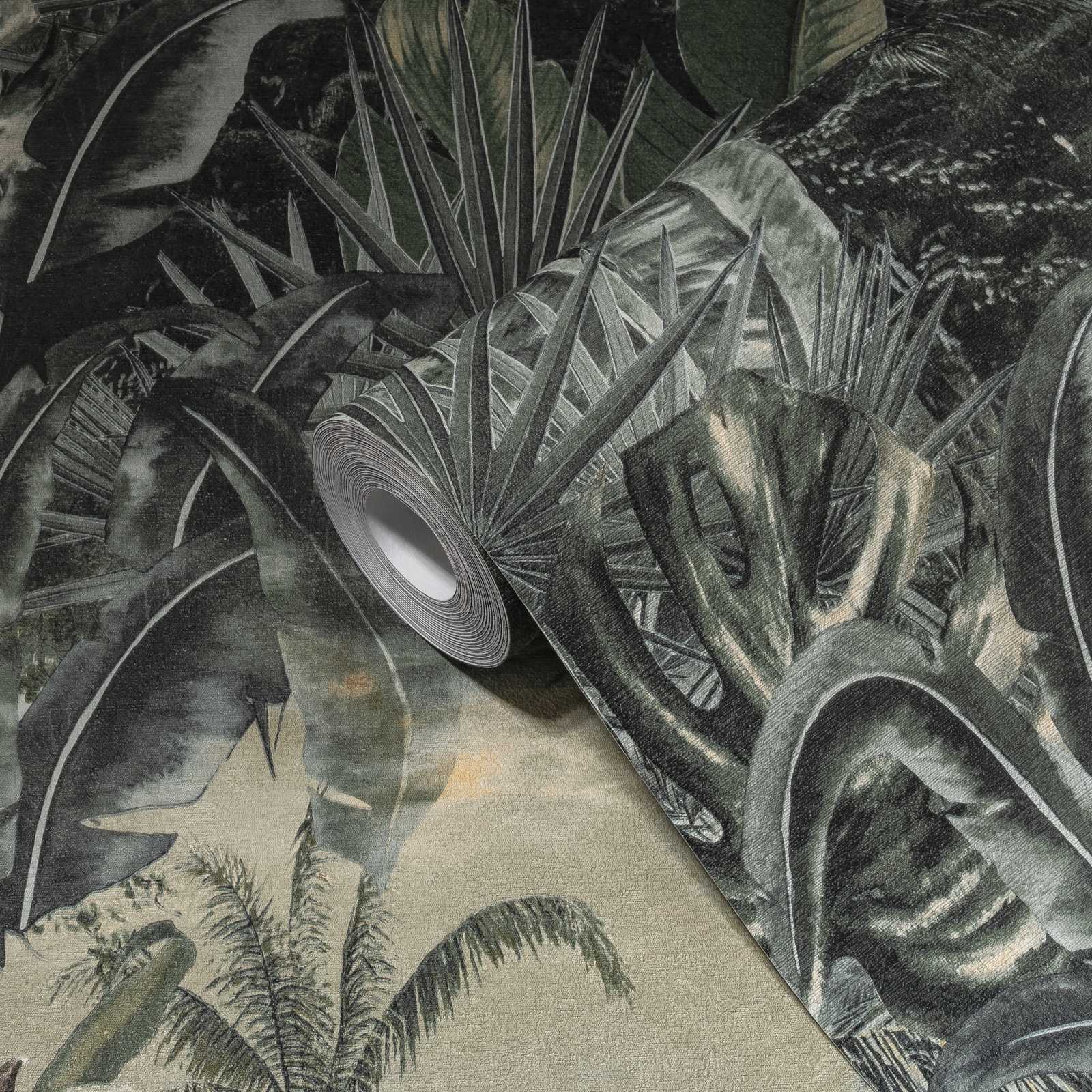            Palm behang jungle patroon, moderne koloniale stijl - groen
        