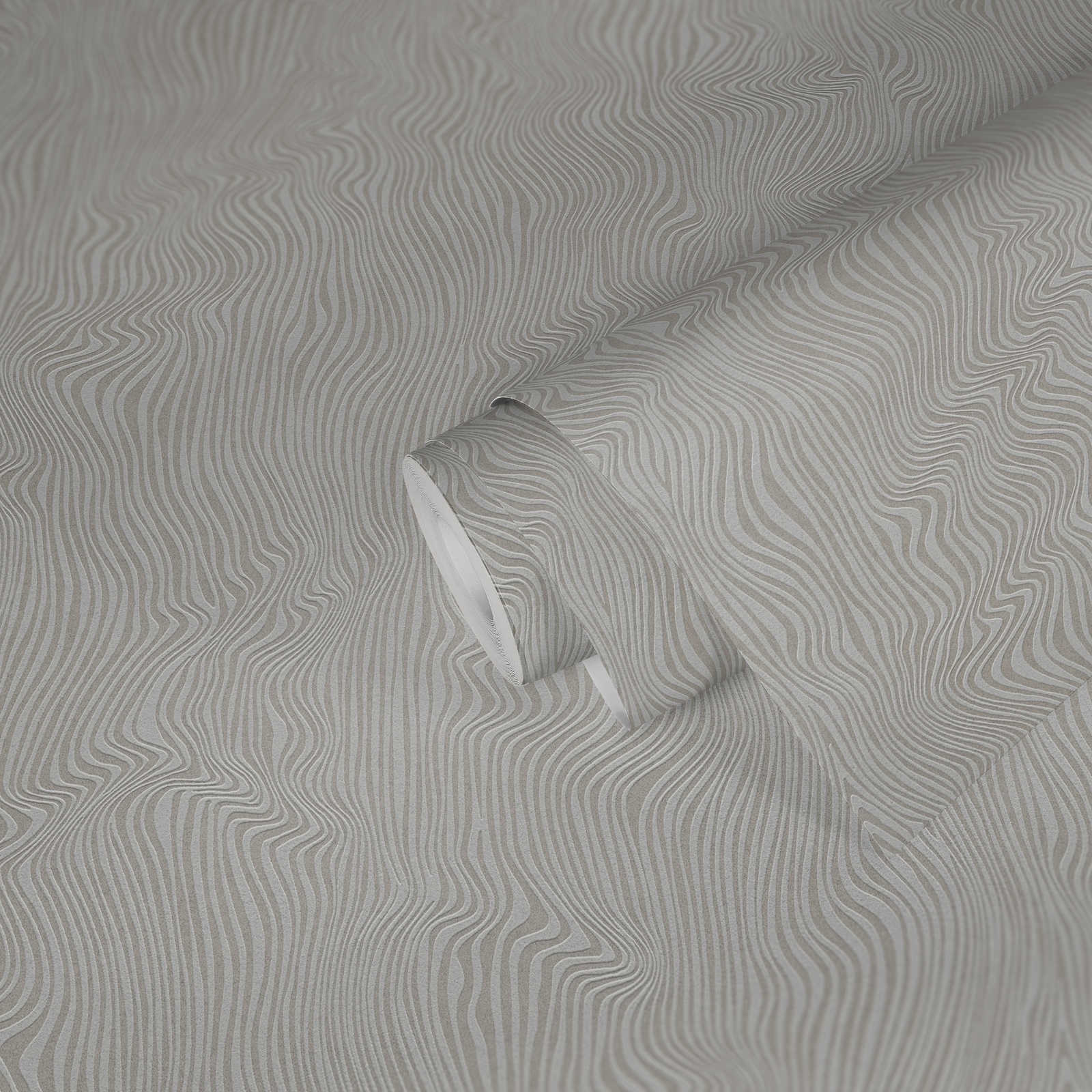             Papier peint structuré avec motif à lignes uni - Gris
        