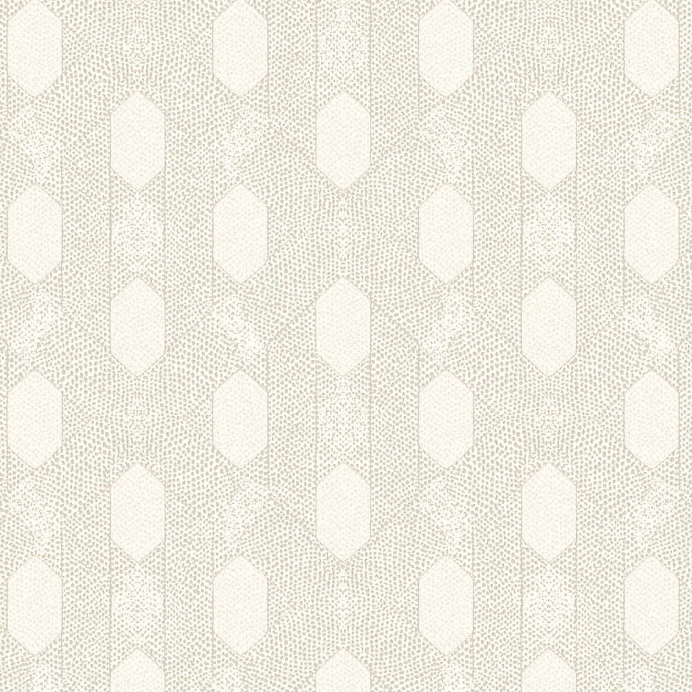             Non-woven wallpaper with geometric dots pattern - grey, gold, cream
        