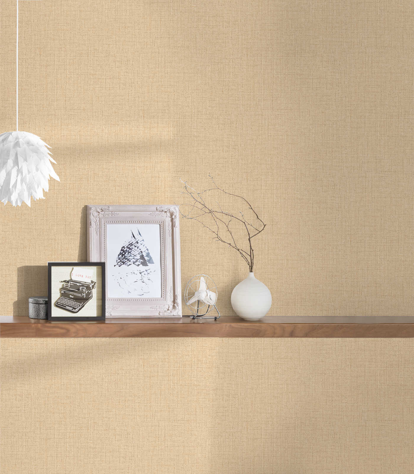             Textile look wallpaper mottled with structure - beige
        