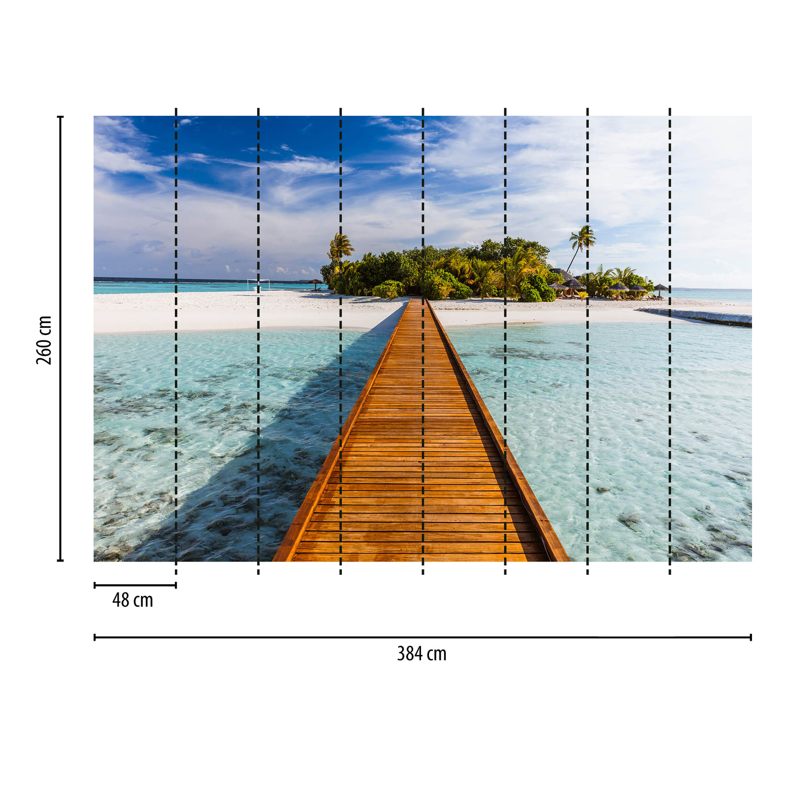             Papier peint panoramique Mer du Sud île de vacances avec palmiers
        