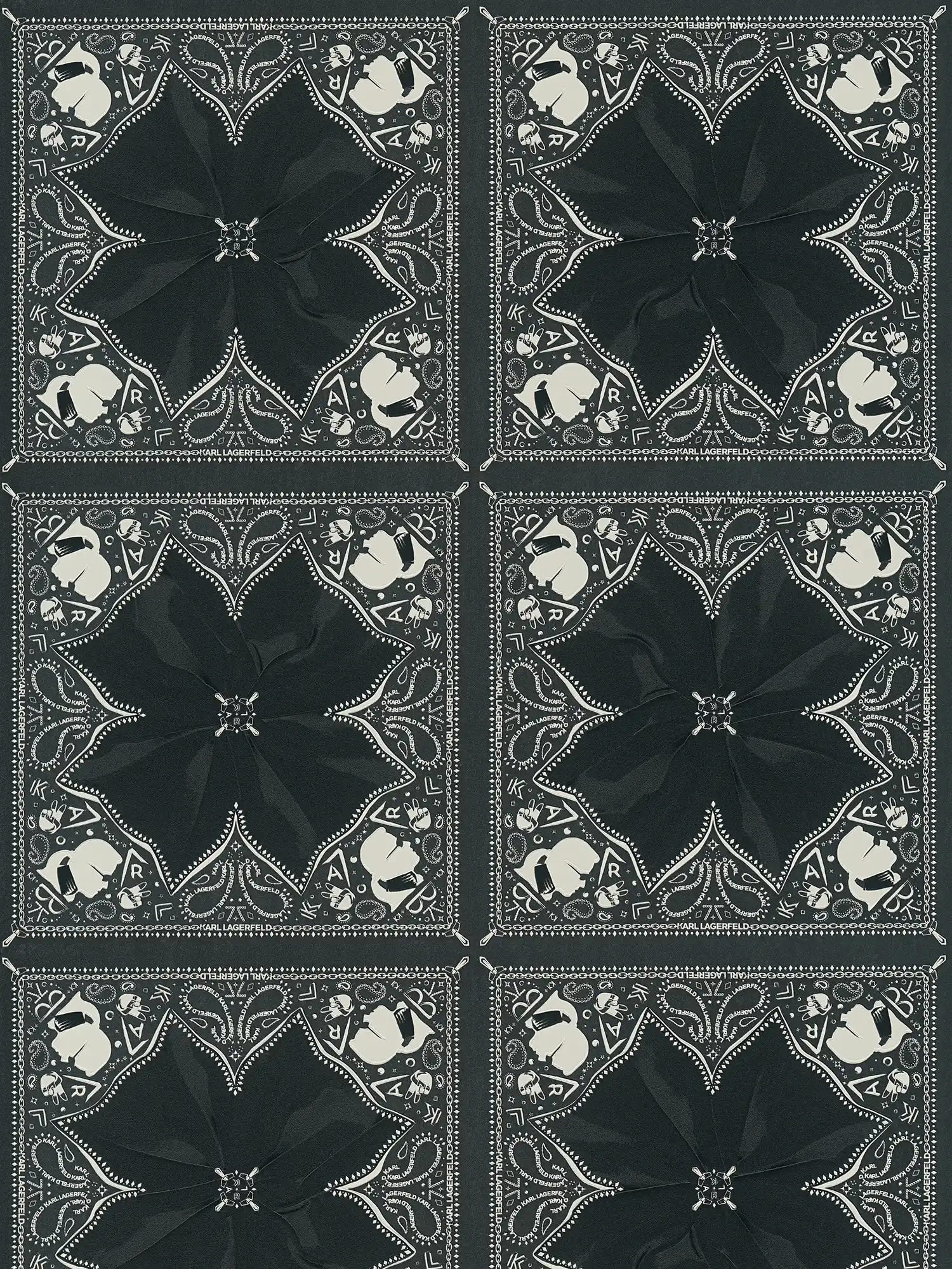 Karl LAGERFELD Papier peint Cravate & Doodle Art - Noir, Blanc
