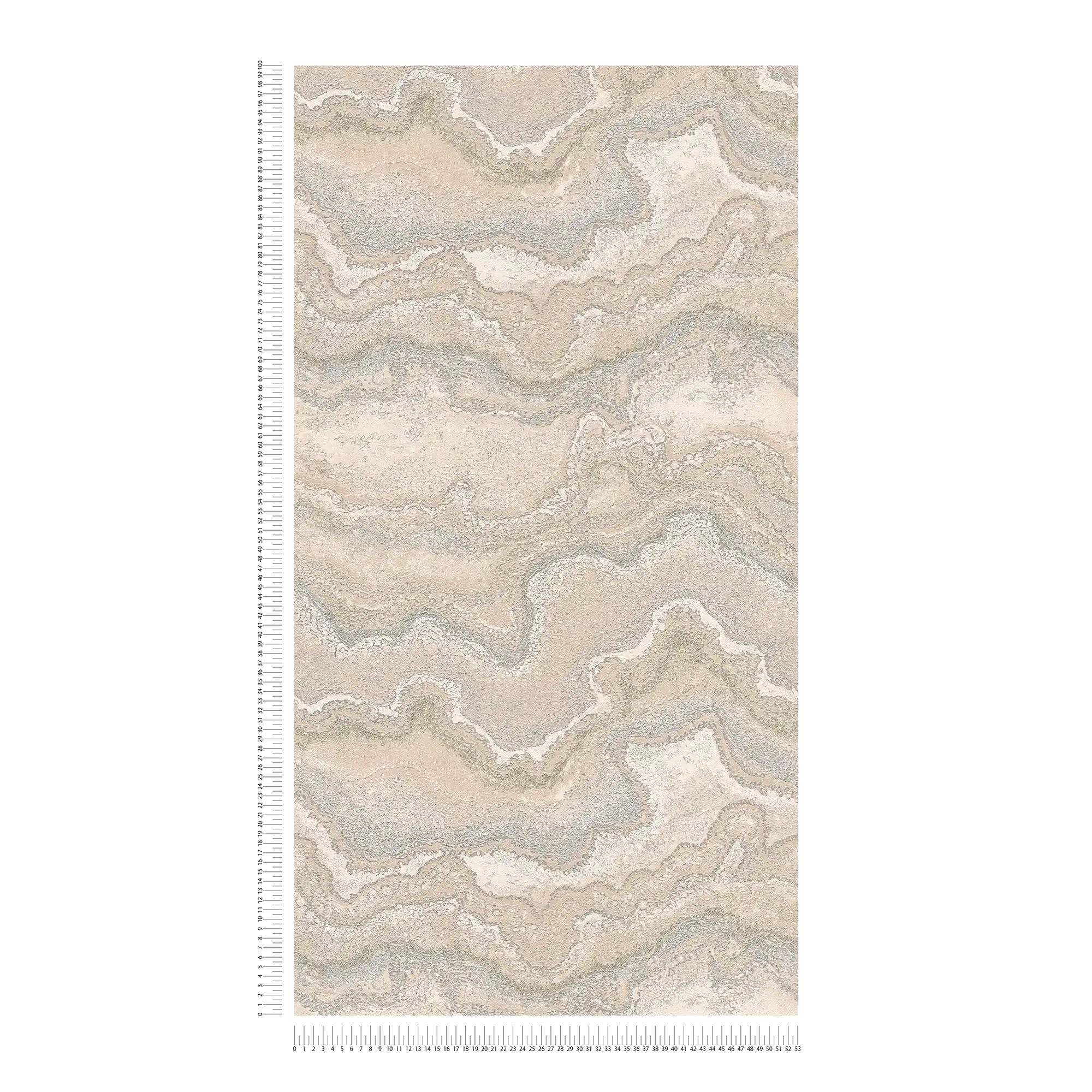             Non-woven wallpaper with textured marbling - beige, cream, silver
        