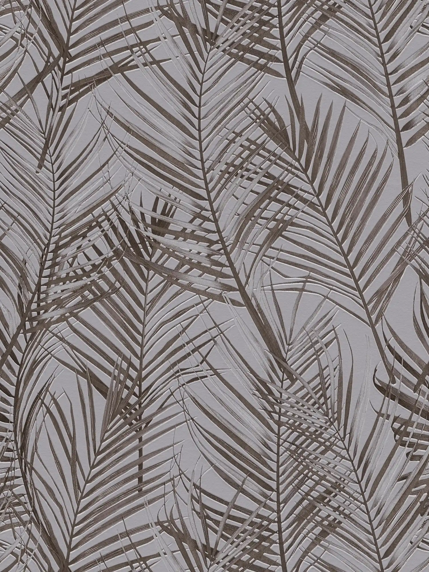             Papel pintado floral con motivos de palmeras en mate - gris, marrón
        