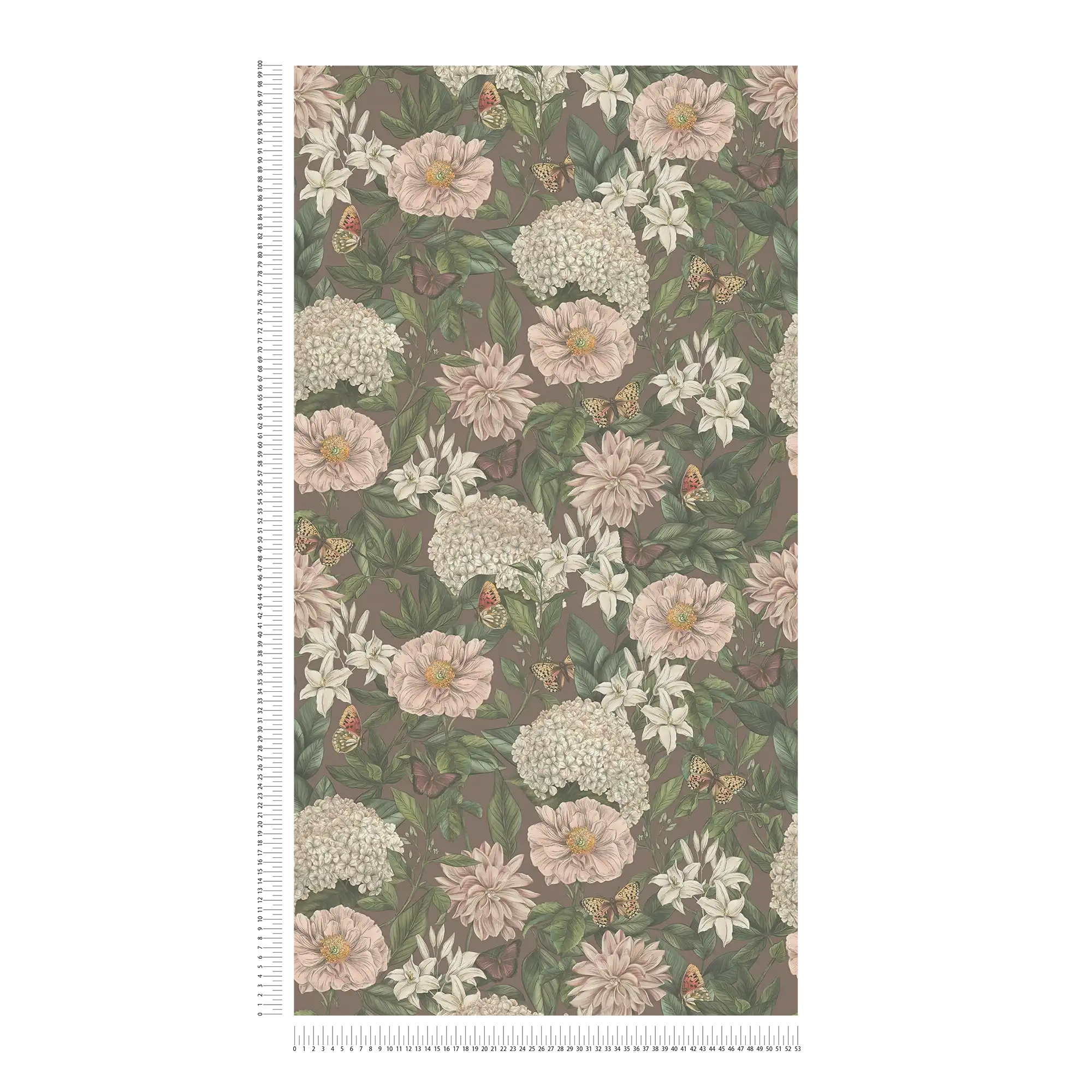             Modern behang met bloemen & vlinders structuur mat - bordeaux, roze, donkergroen
        