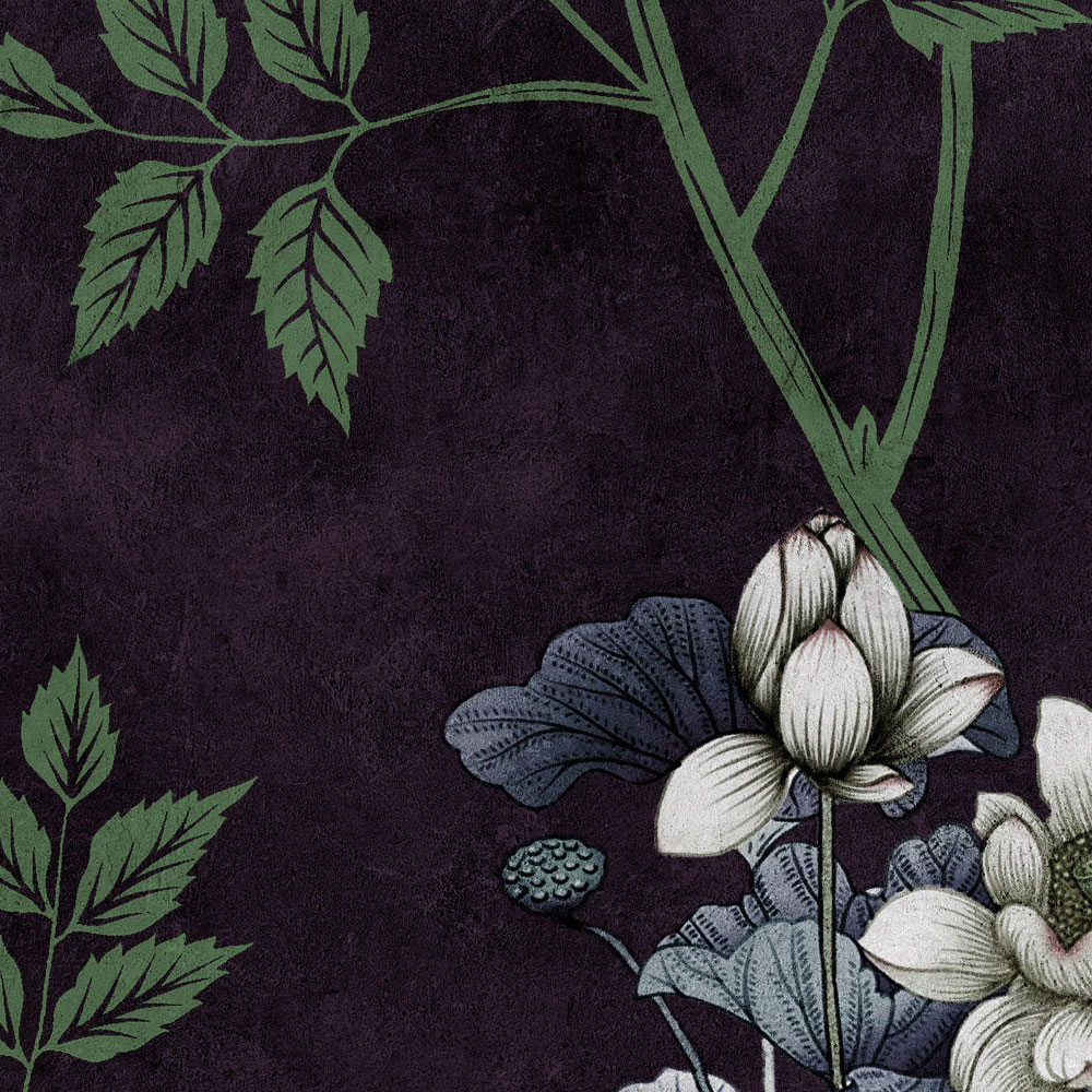             Dark Room 1 - Zwart Behang Botanisch Patroon Groen
        