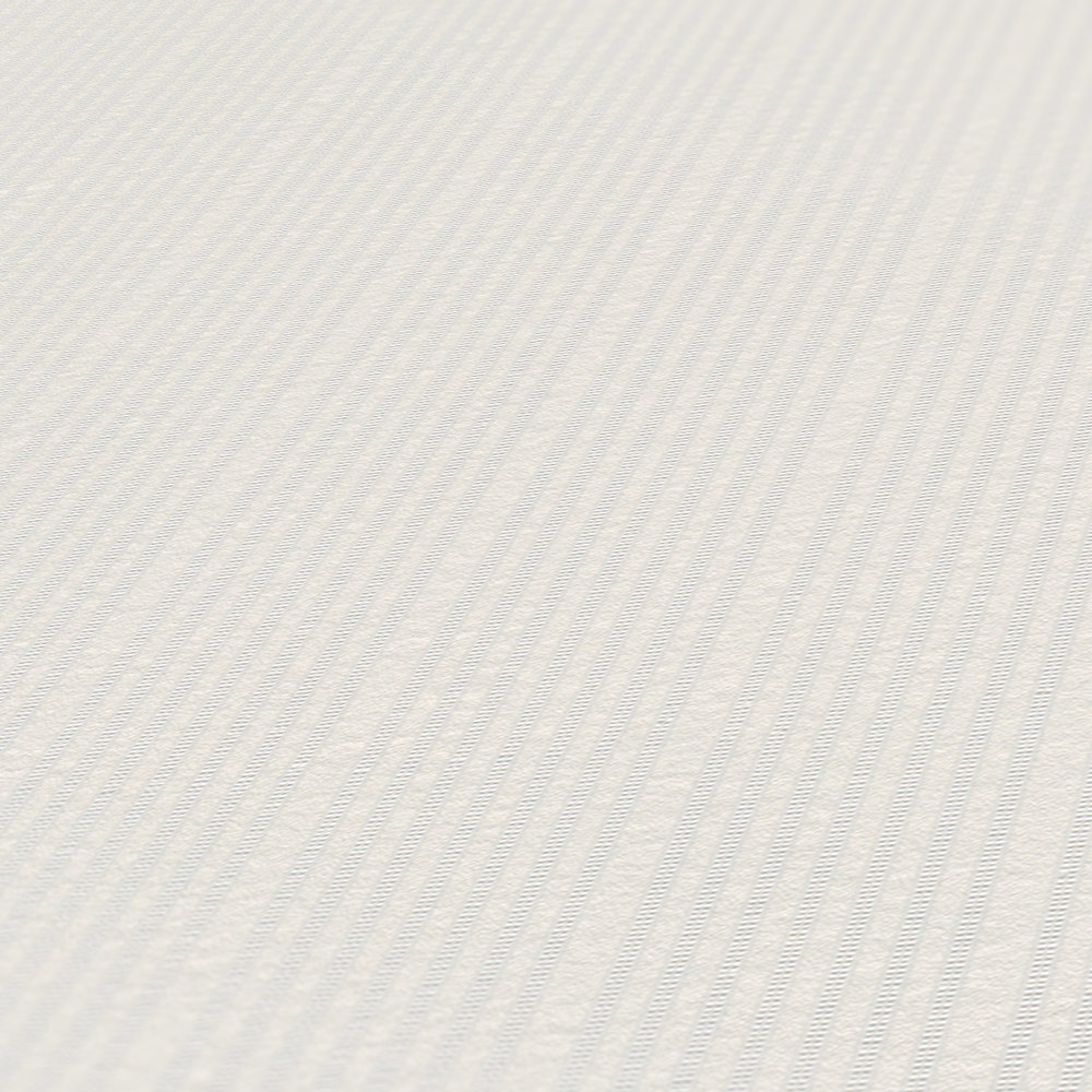             Papel pintado unitario forrado con estructura en relieve y con diseño de rayas - blanco
        