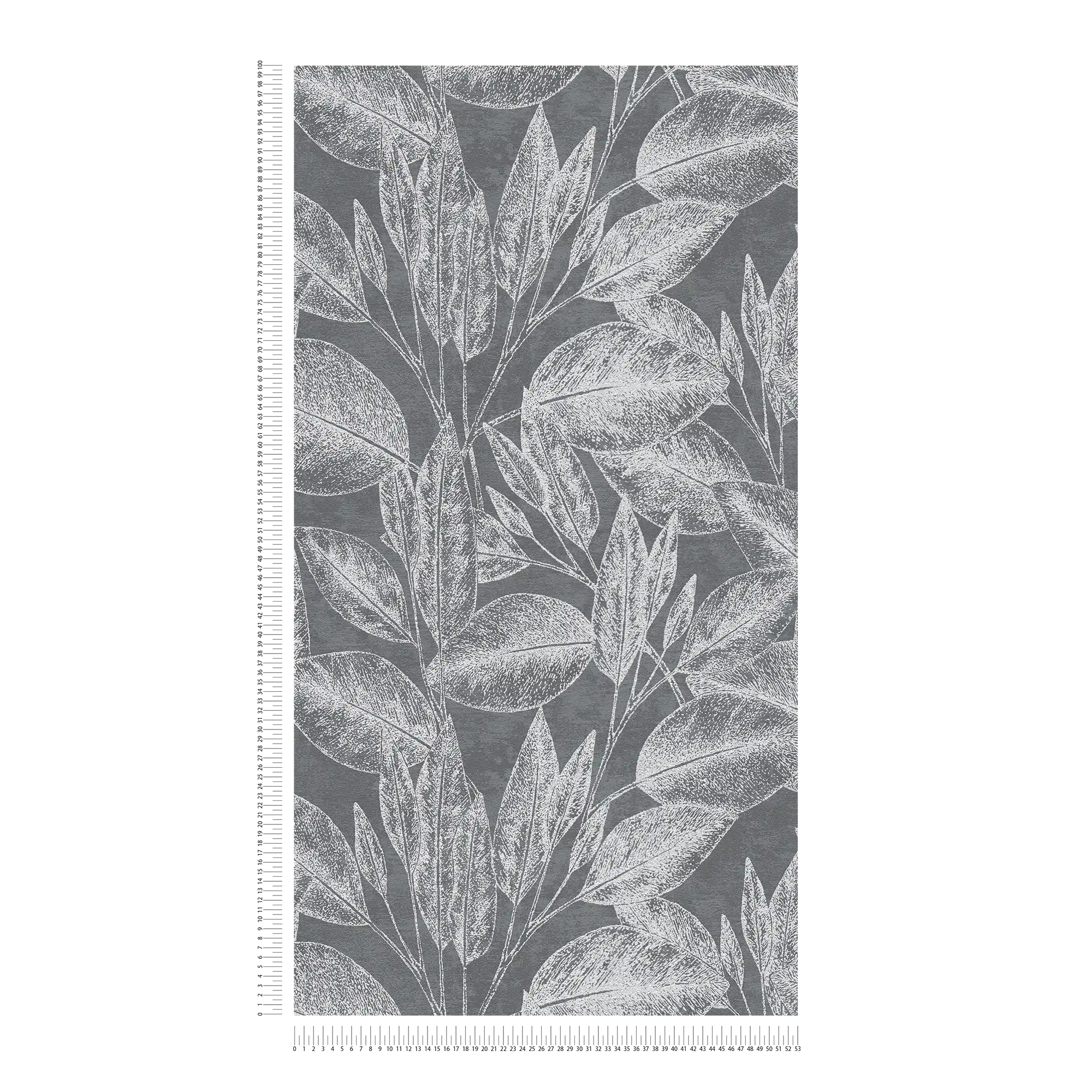             Leaves wallpaper lines art - Black, Metallic
        