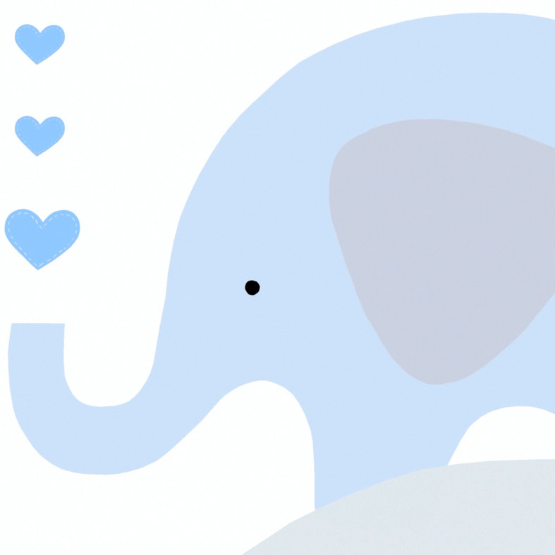             Nursery wallpaper boys elephant - blue, grey, white
        