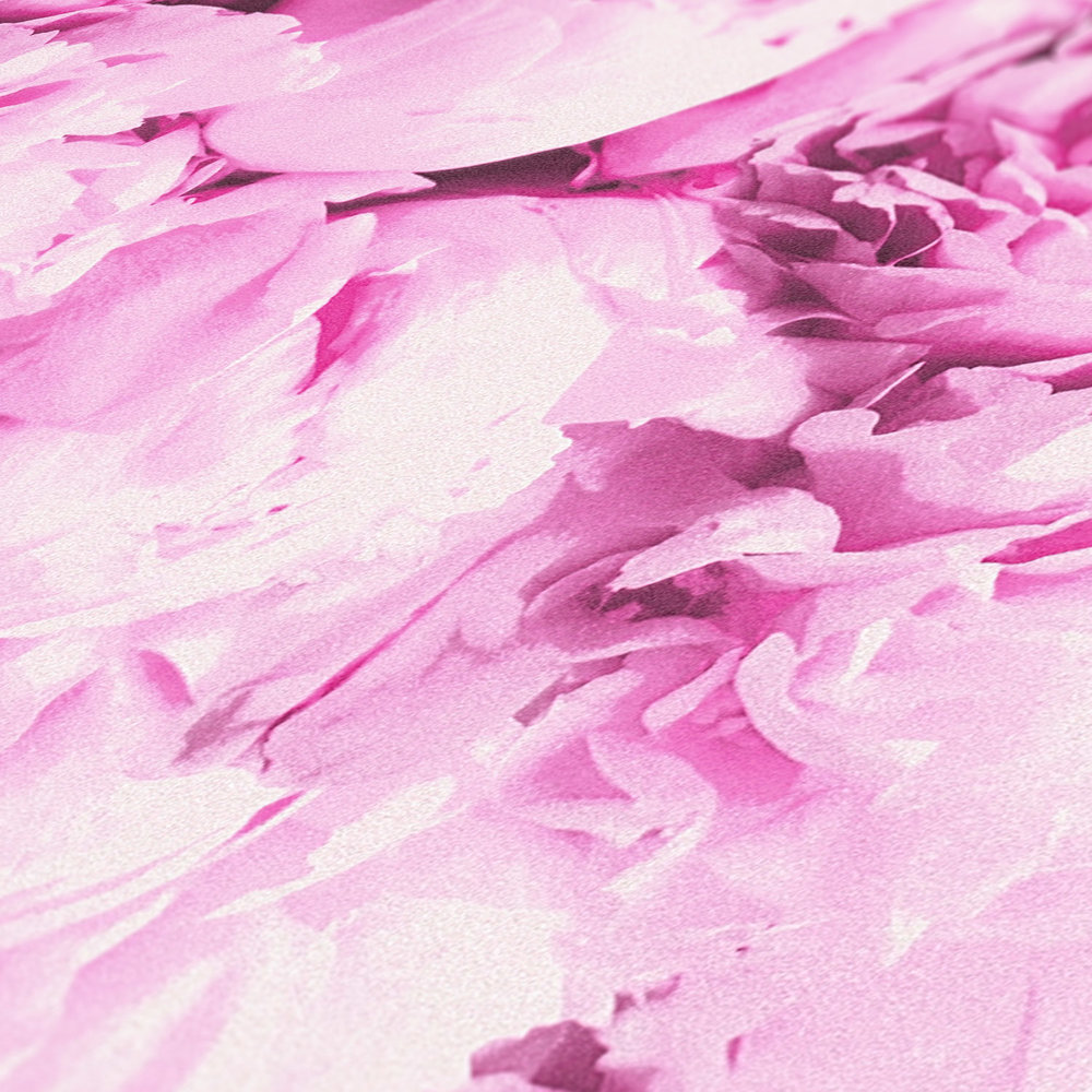            Papel pintado floral rosas con efecto brillo - rosa
        