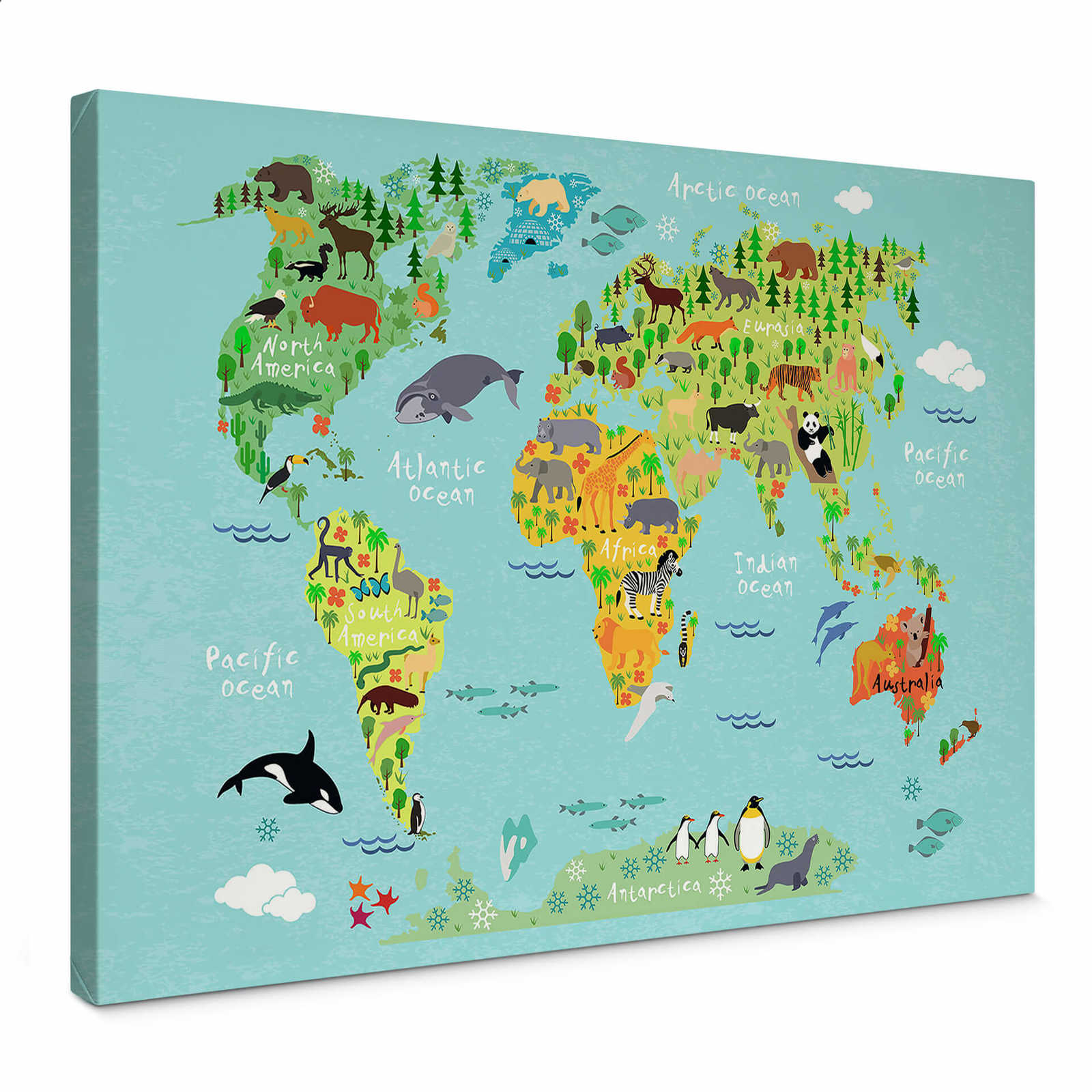         Canvas print world map with animals by kvilis – coloured
    