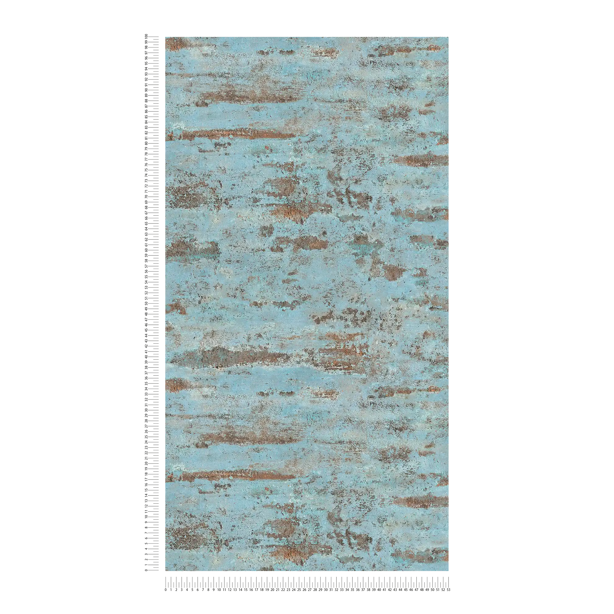             Papel pintado no tejido Óptica oxidada Diseño metálico oxidado - azul, marrón
        