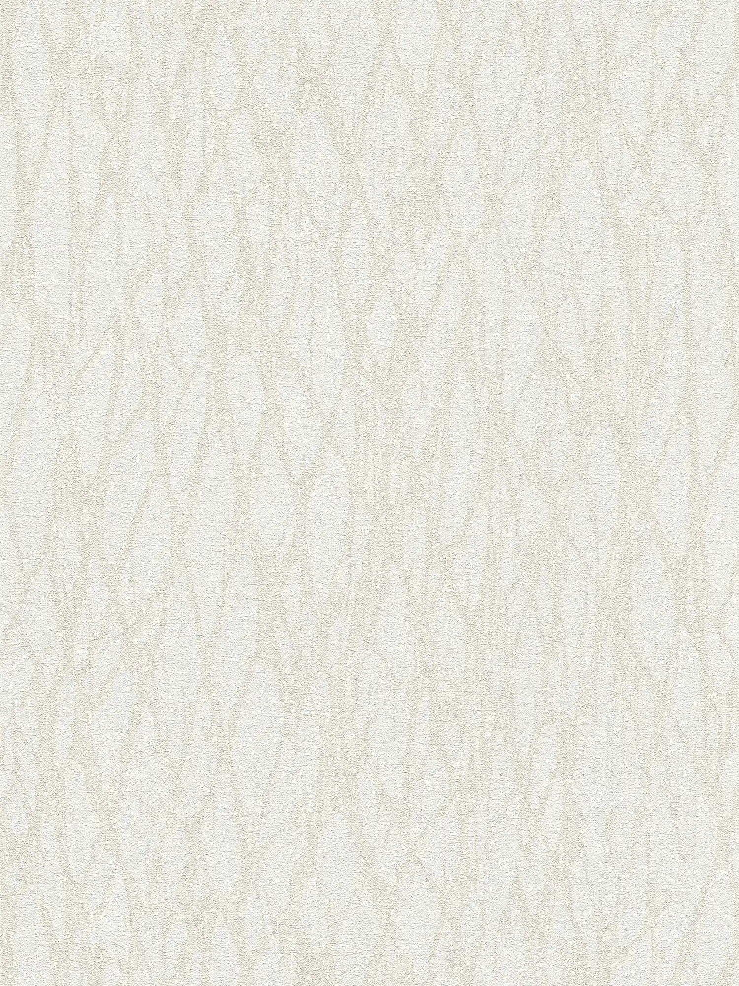Non-woven wallpaper with abstract lines pattern - white, beige, cream
