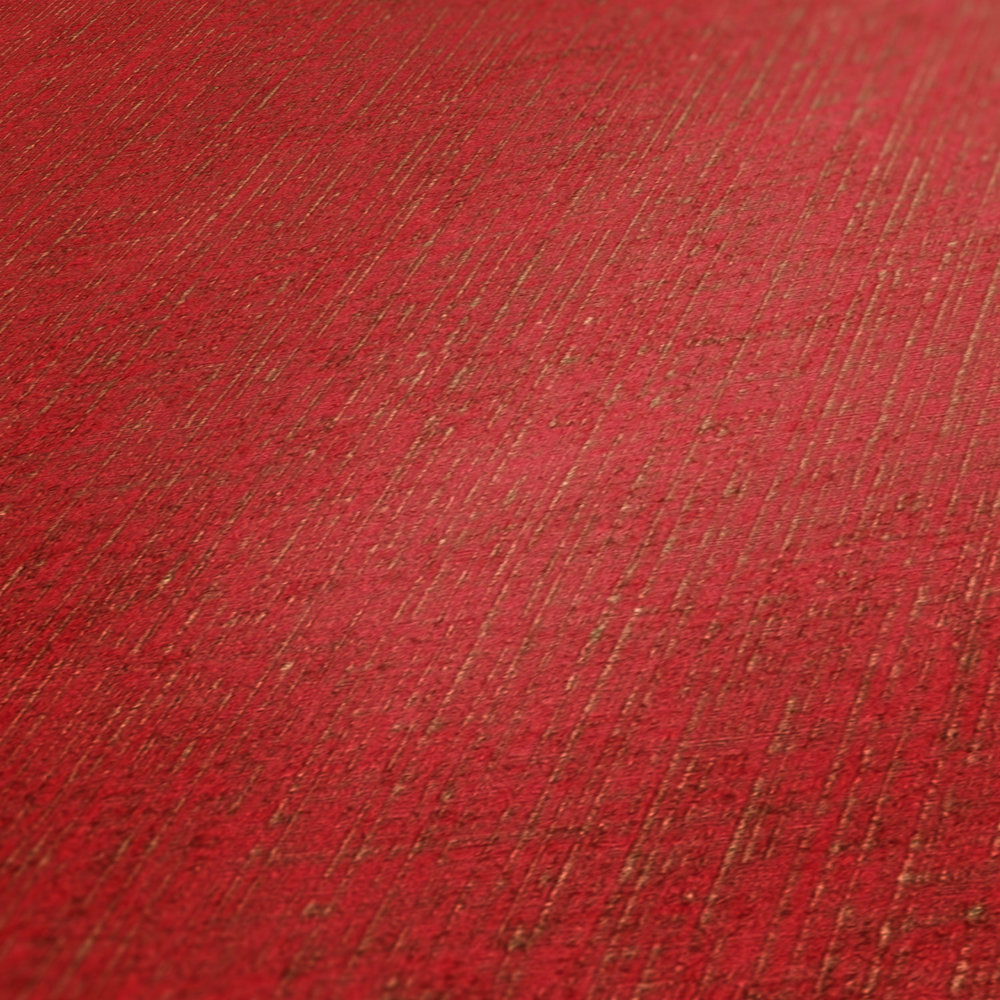             Papel pintado rojo moteado de oro con óptica textil - metálico, rojo
        