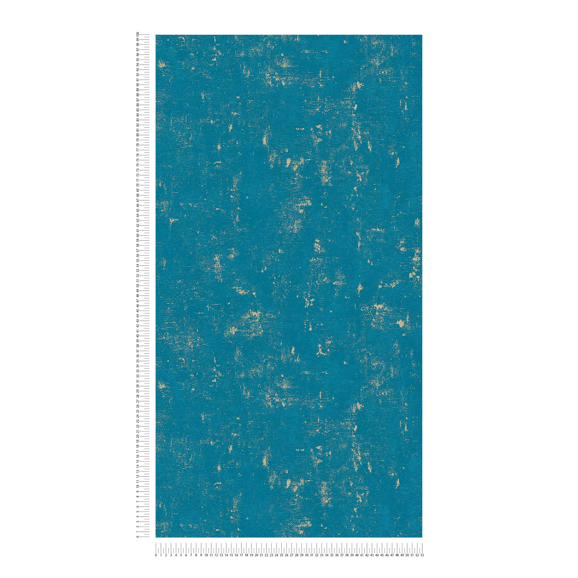             Papel pintado de aspecto usado con efecto metálico - azul, dorado
        
