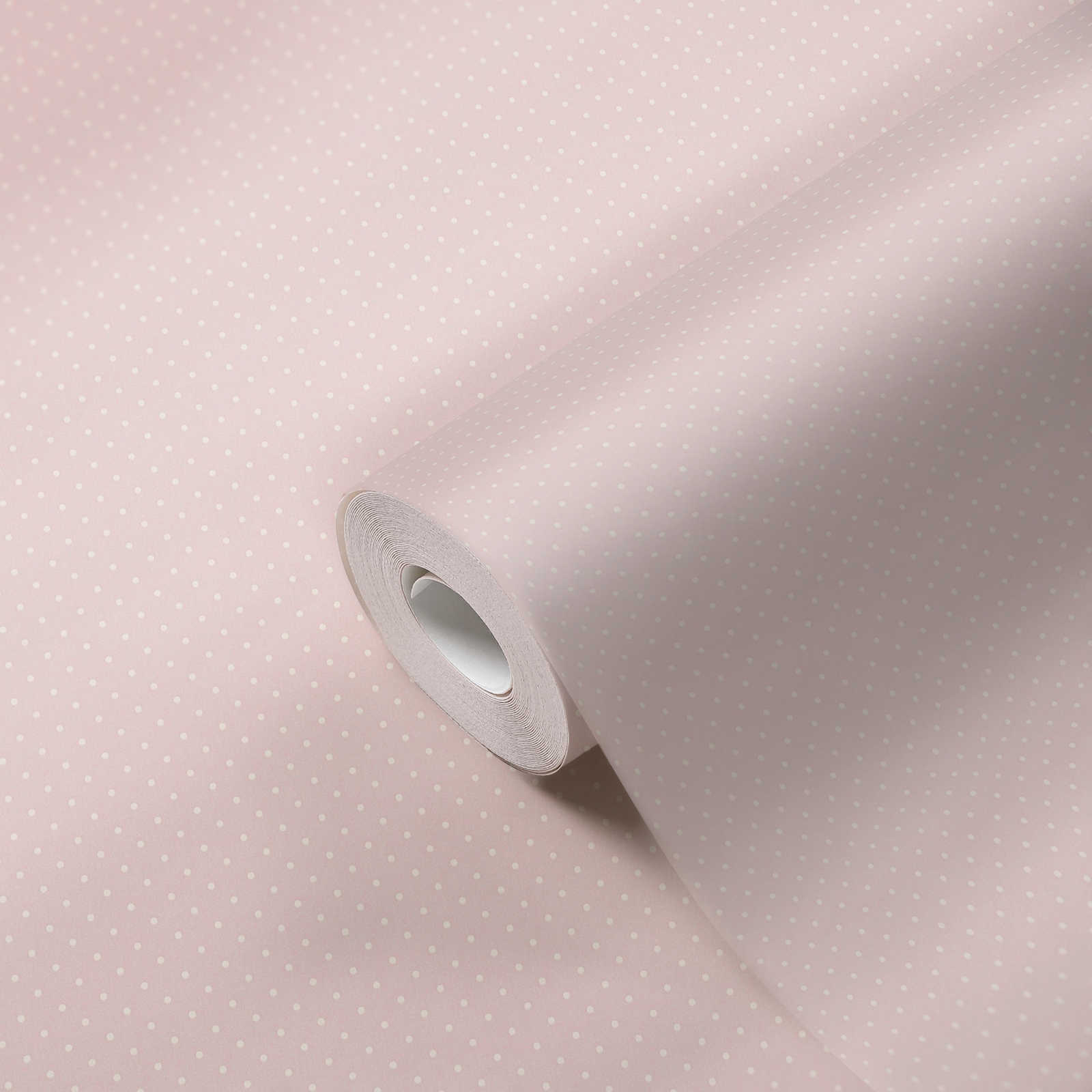             Papel pintado de estilo rústico con puntos pequeños - rosa, blanco
        