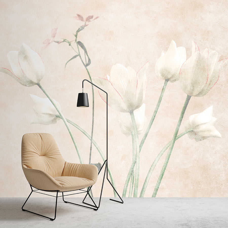 Morning Room 3 - Papier peint fleuri Tulipes au style fané
