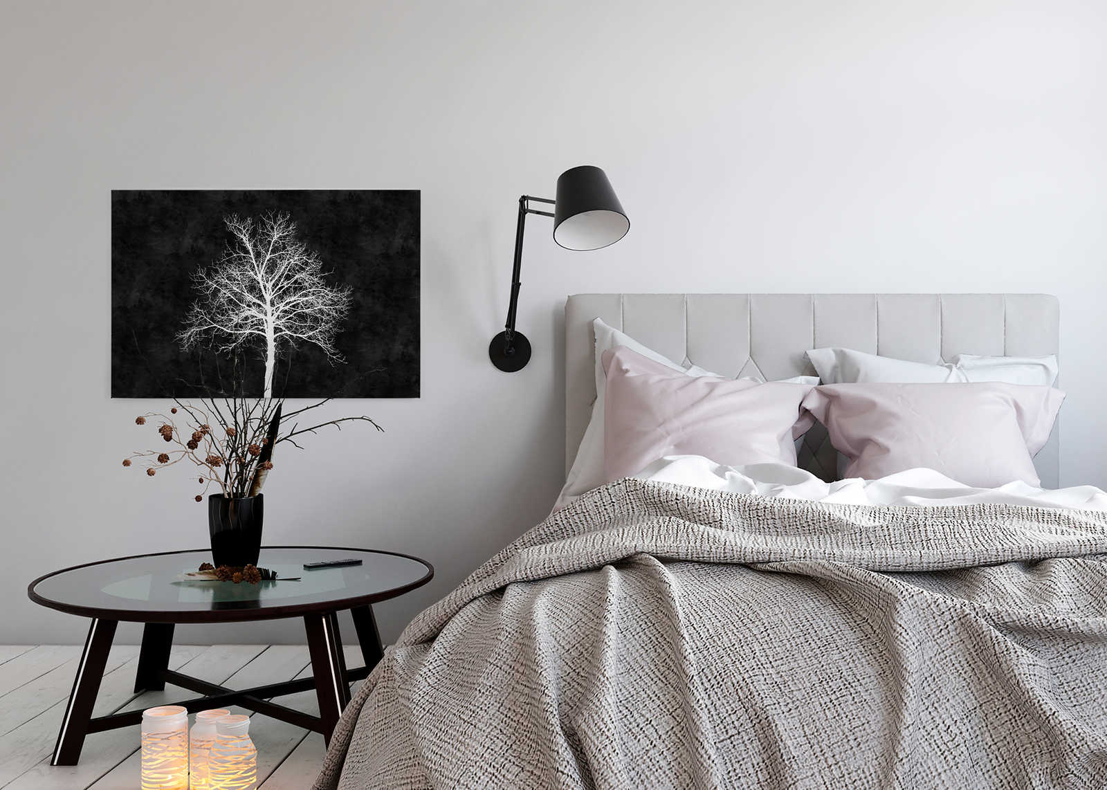             Black and White Canvas Painting White Tree - 0.90 m x 0.60 m
        