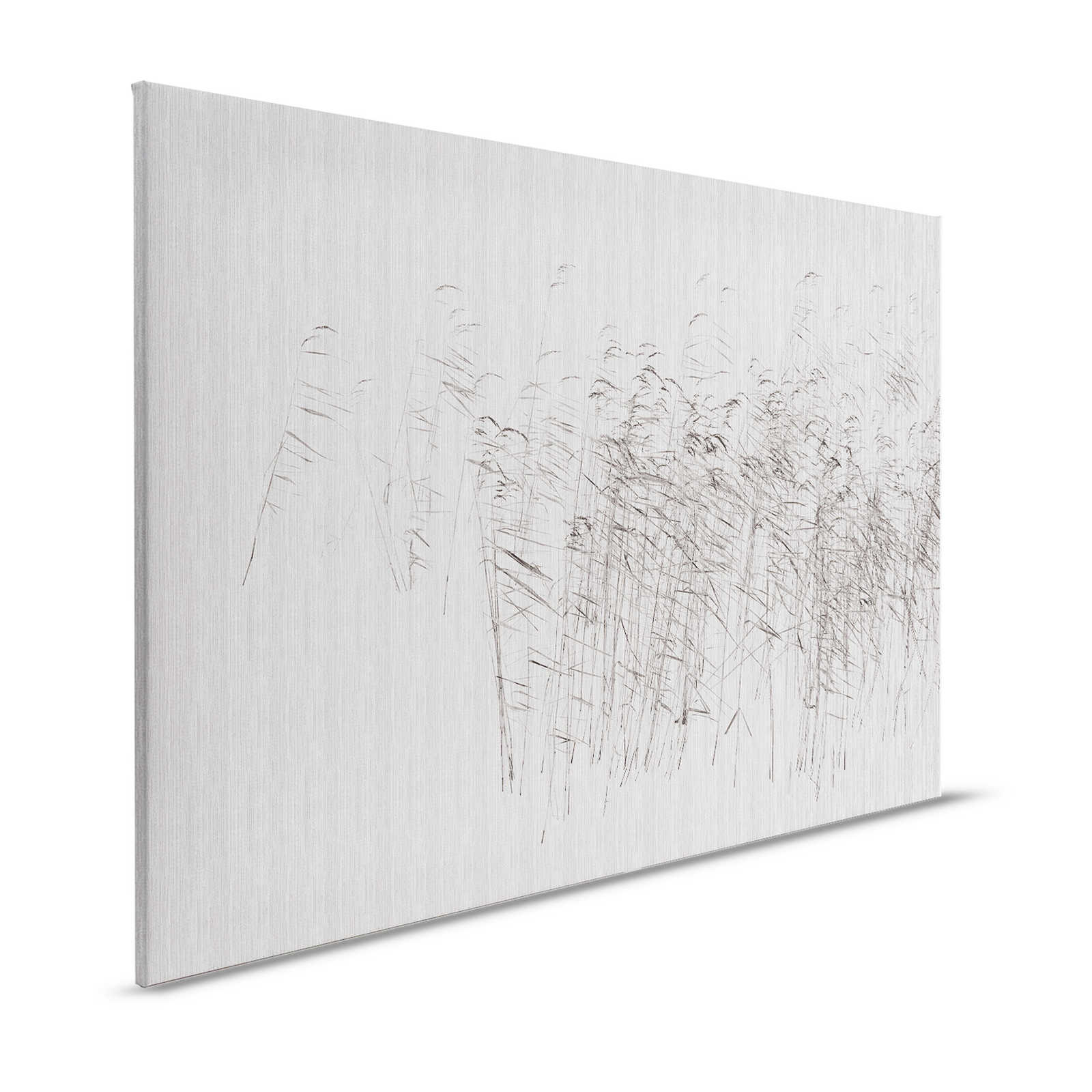 Aan de Vijver 2 - Grijs Canvas Schilderij Riet aan de Vijver abstract - 1.20 m x 0.80 m
