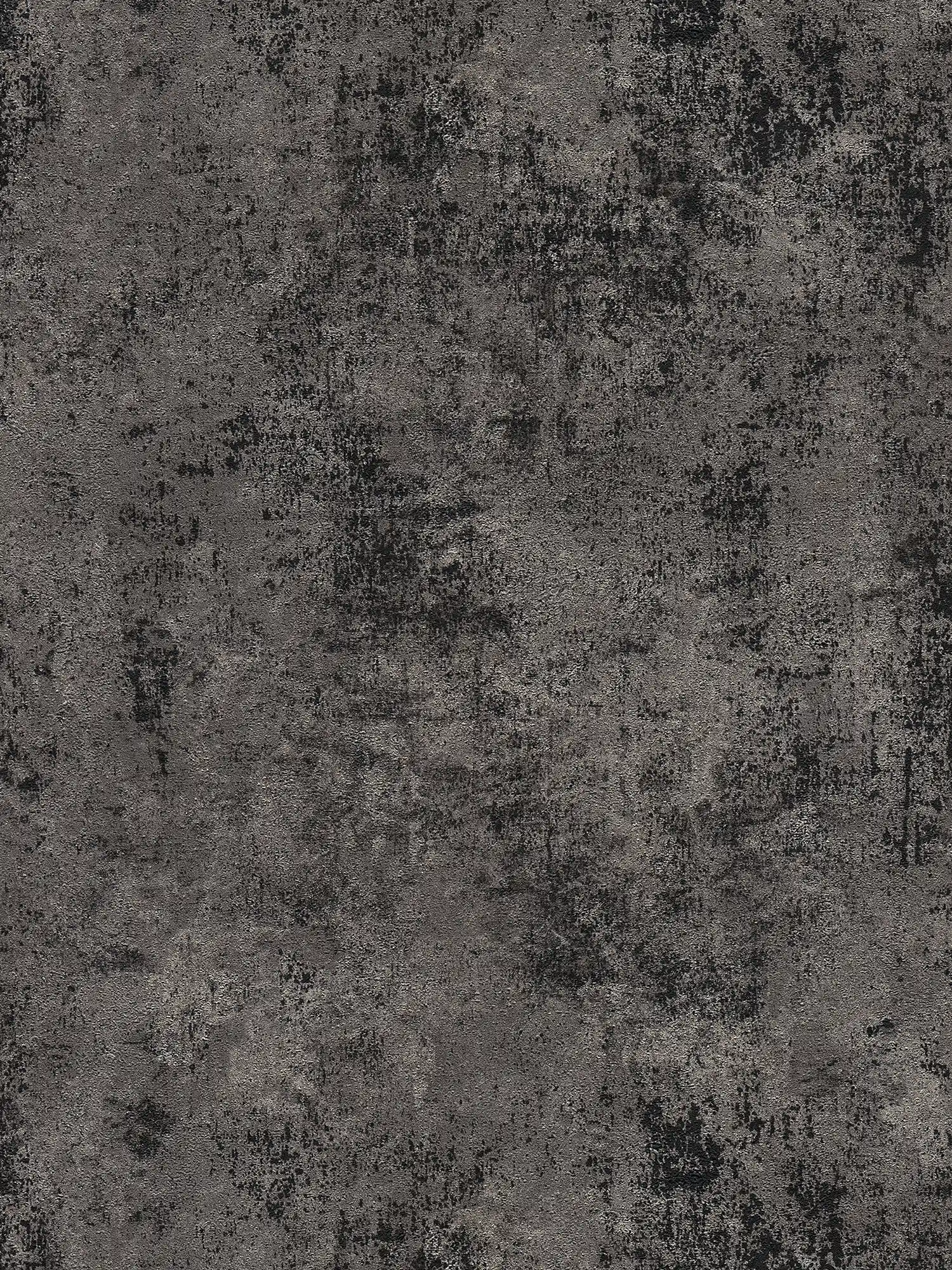 Papel pintado no tejido oscuro estructura rústica - negro, plata
