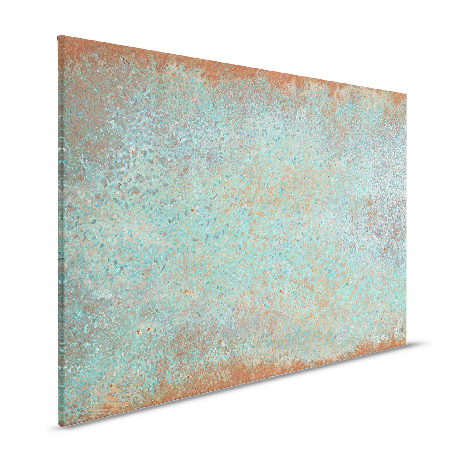 Toile aspect métal patine turquoise avec rouille - 1,20 m x 0,80 m
