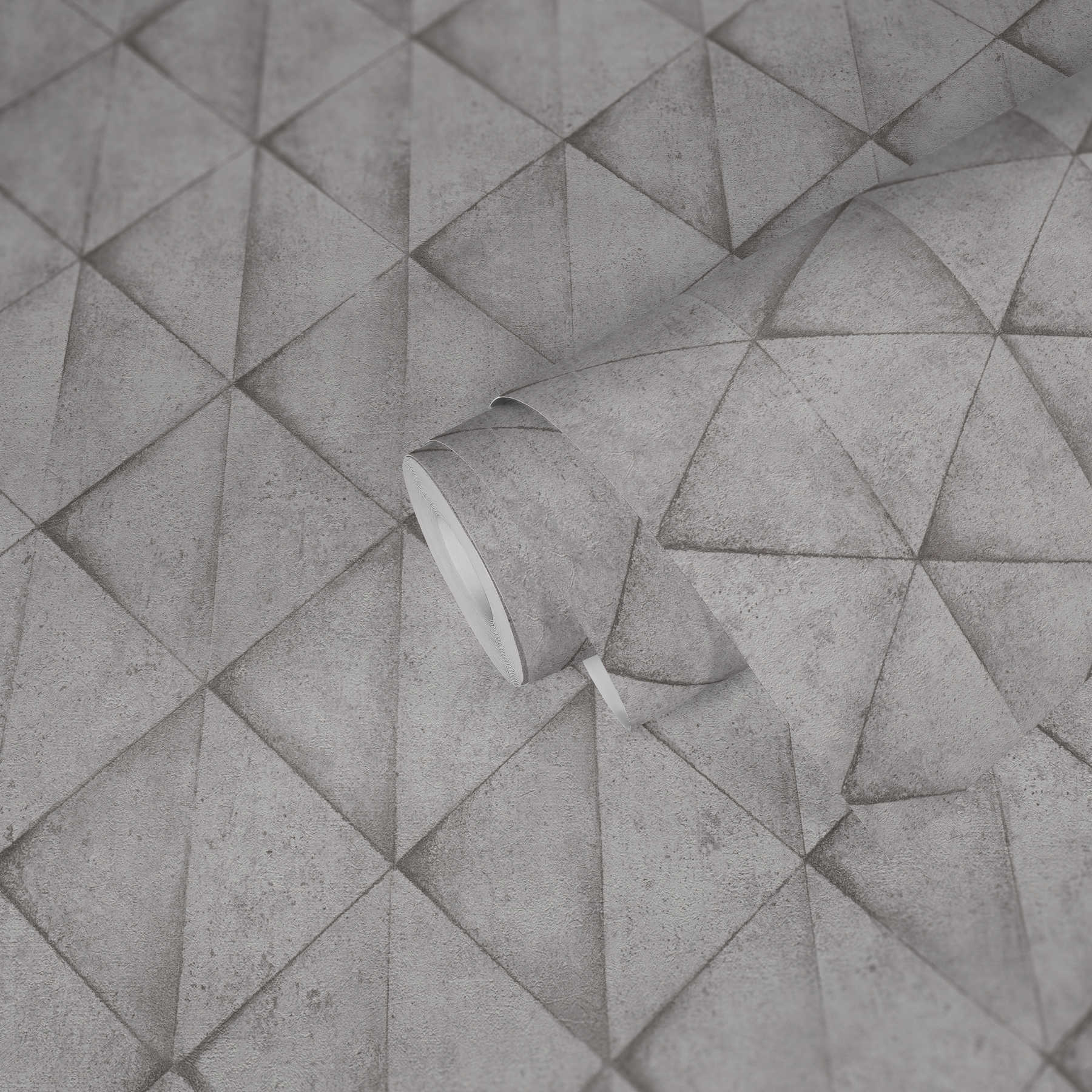             Carta da parati effetto cemento, aspetto usato 3D - grigio, bianco
        