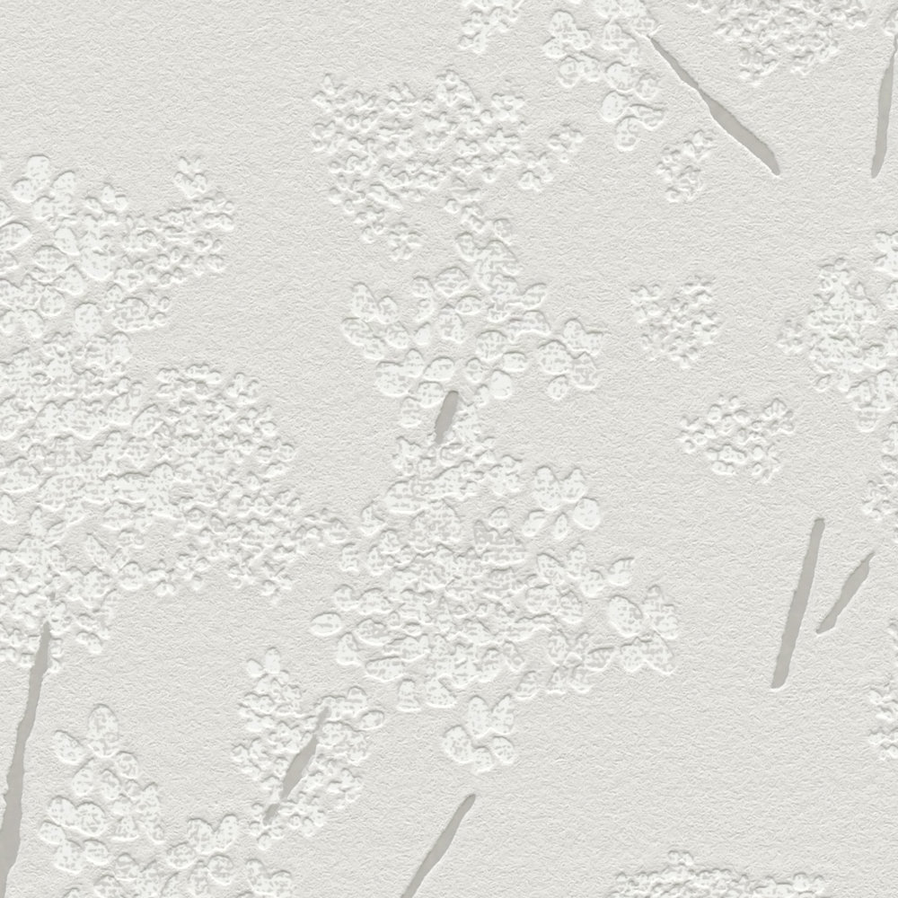             Carta da parati non tessuta con motivo floreale astratto - grigio, bianco
        