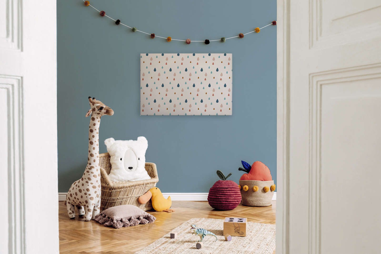             Lienzo para habitación infantil con gotas de agua de colores - 90 cm x 60 cm
        