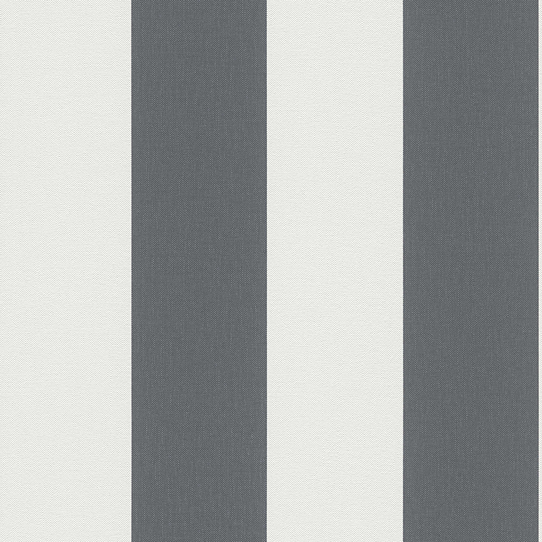         Block stripe wallpaper with linen structure - grey, white
    