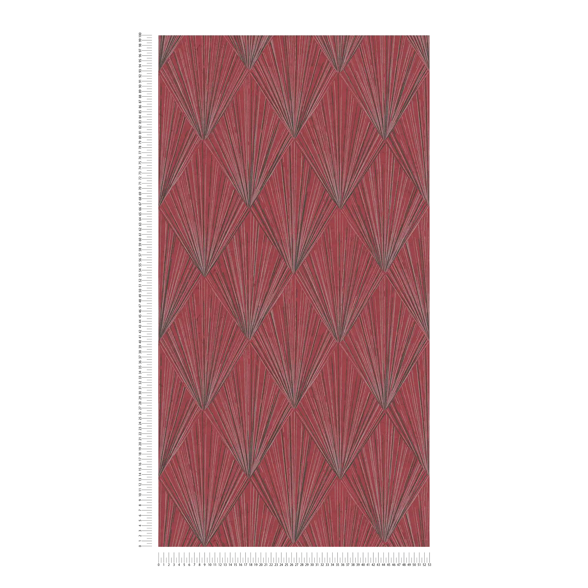             Wallpaper with modern art deco pattern & metallic effect - metallic, red, black
        