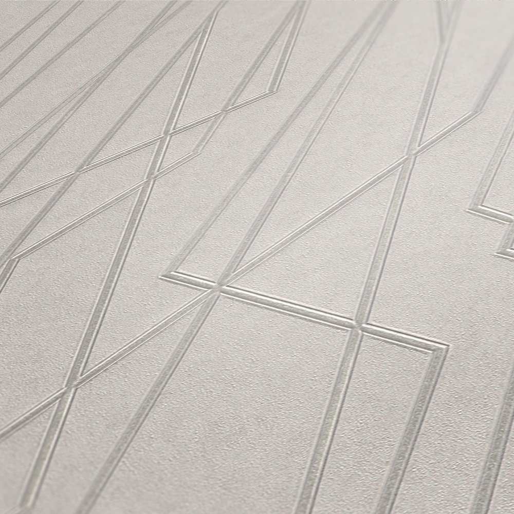             Wallpaper with geometric pattern & metallic effect - grey
        