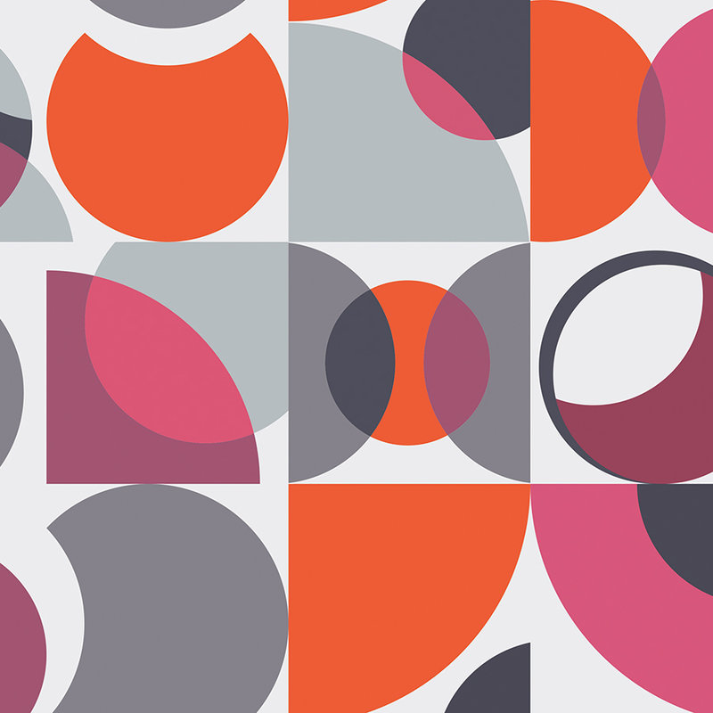 Muurschildering retro design geometrisch & abstract - oranje, paars, grijs
