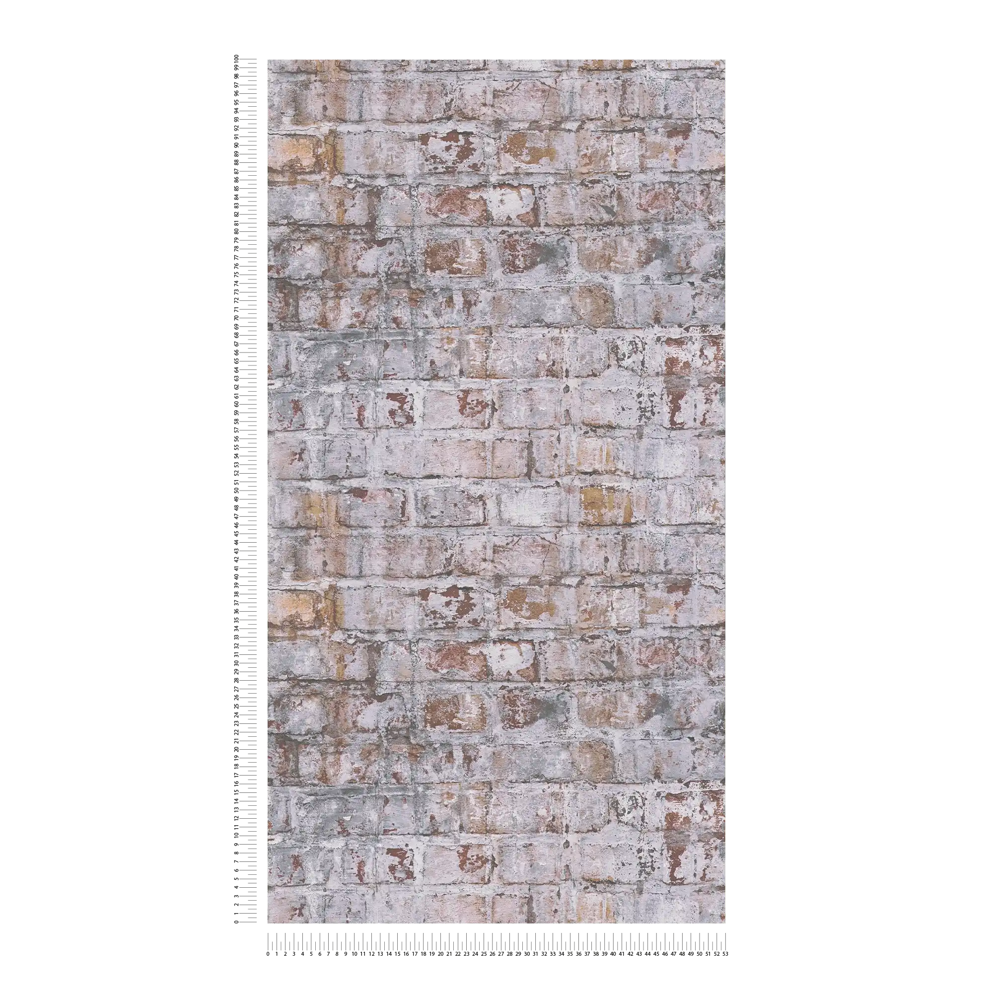             Carta da parati non tessuta con effetto mattone in design muratura - grigio, ruggine, bianco
        