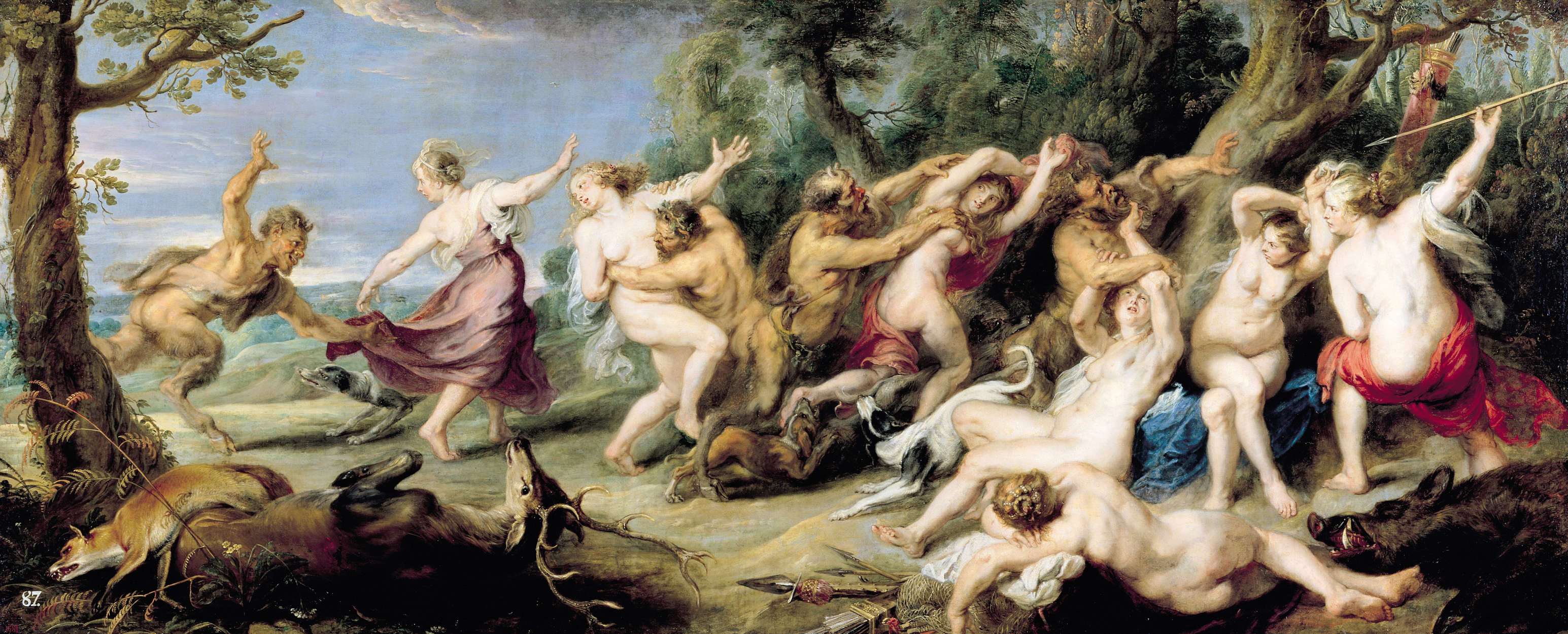             Muurschildering "Diana en haar Nimfen op jacht" door Peter Paul Rubens
        