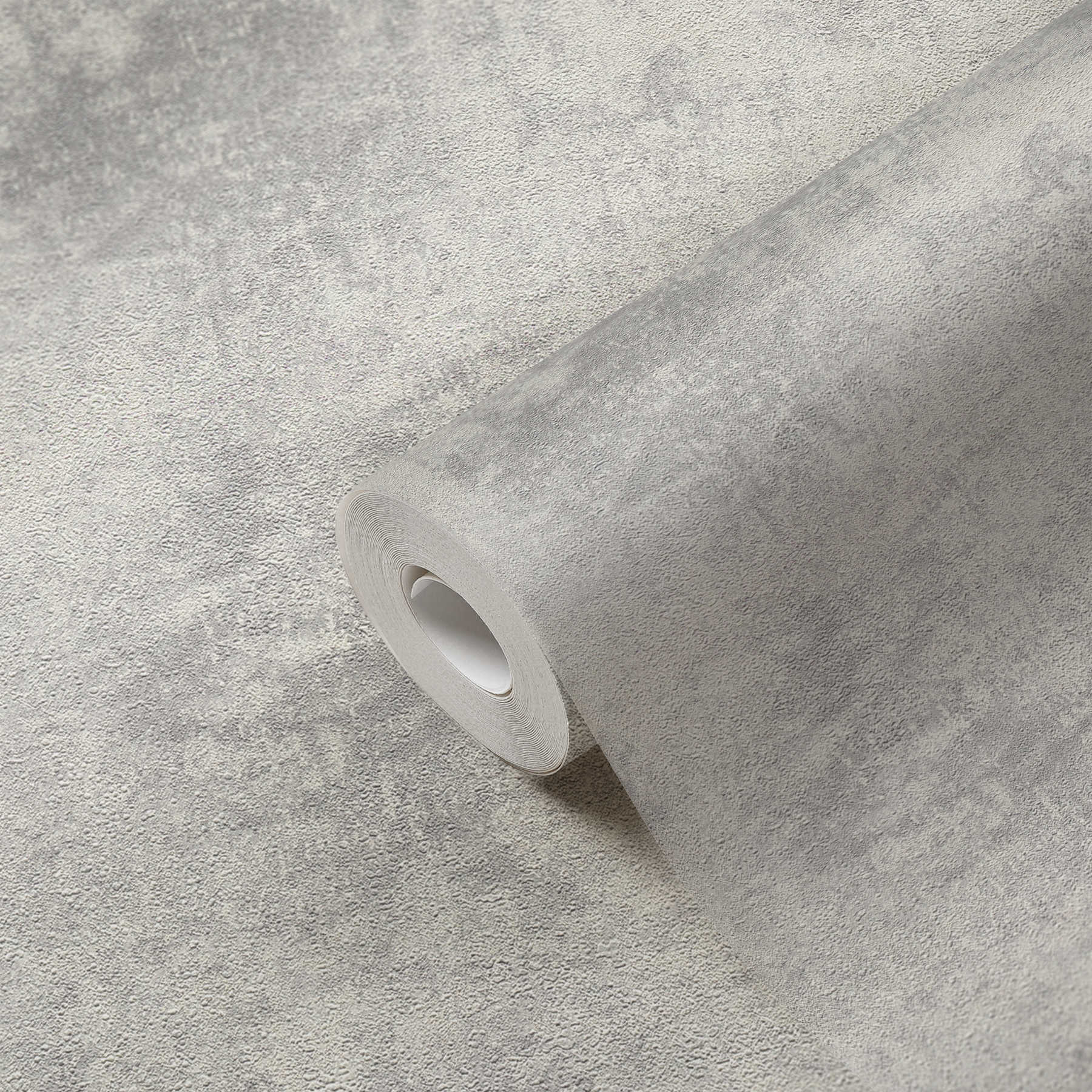             Non-woven wallpaper with disc plaster look & texture pattern - grey, silver
        