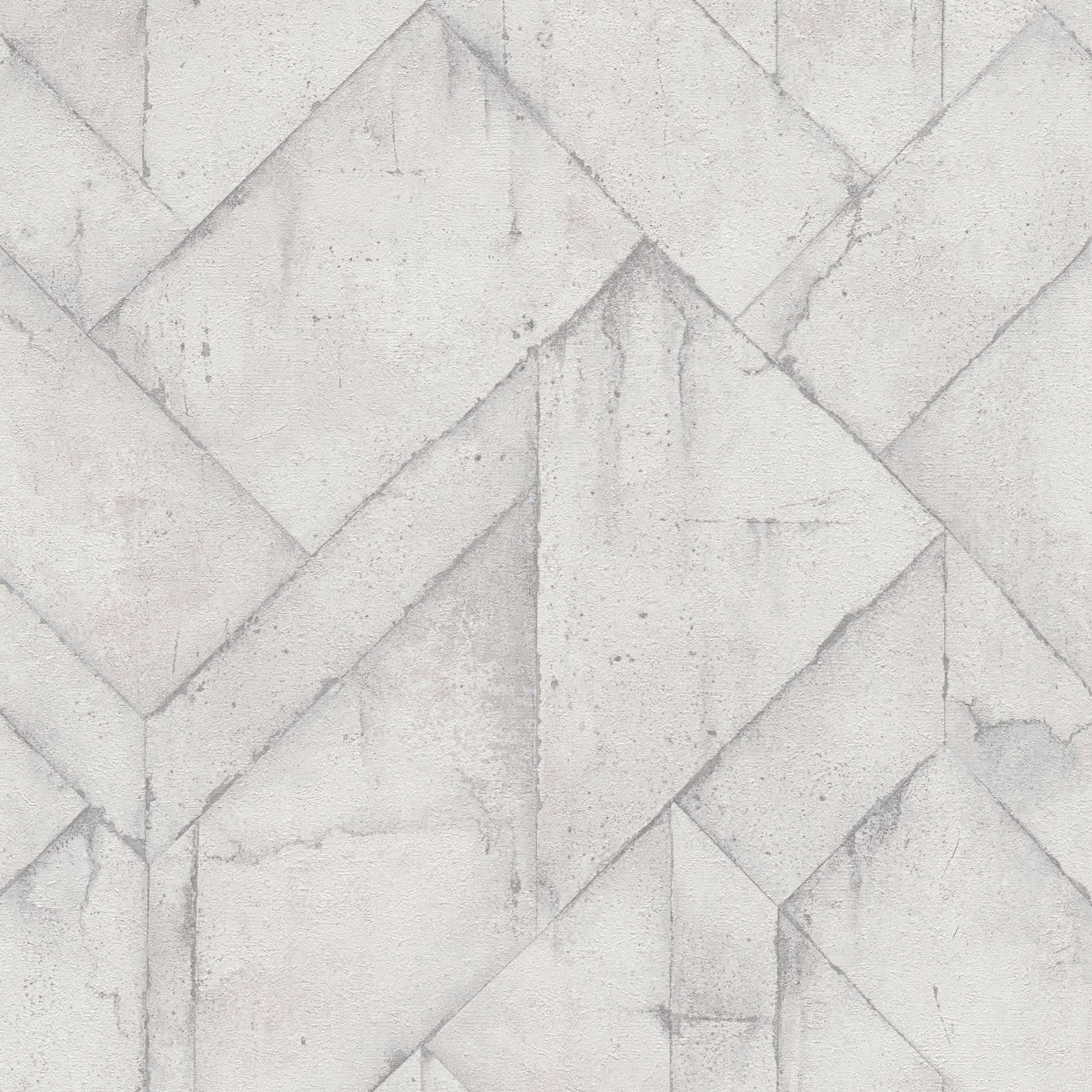 Patroonbehang beton used look & rustiek - grijs, wit
