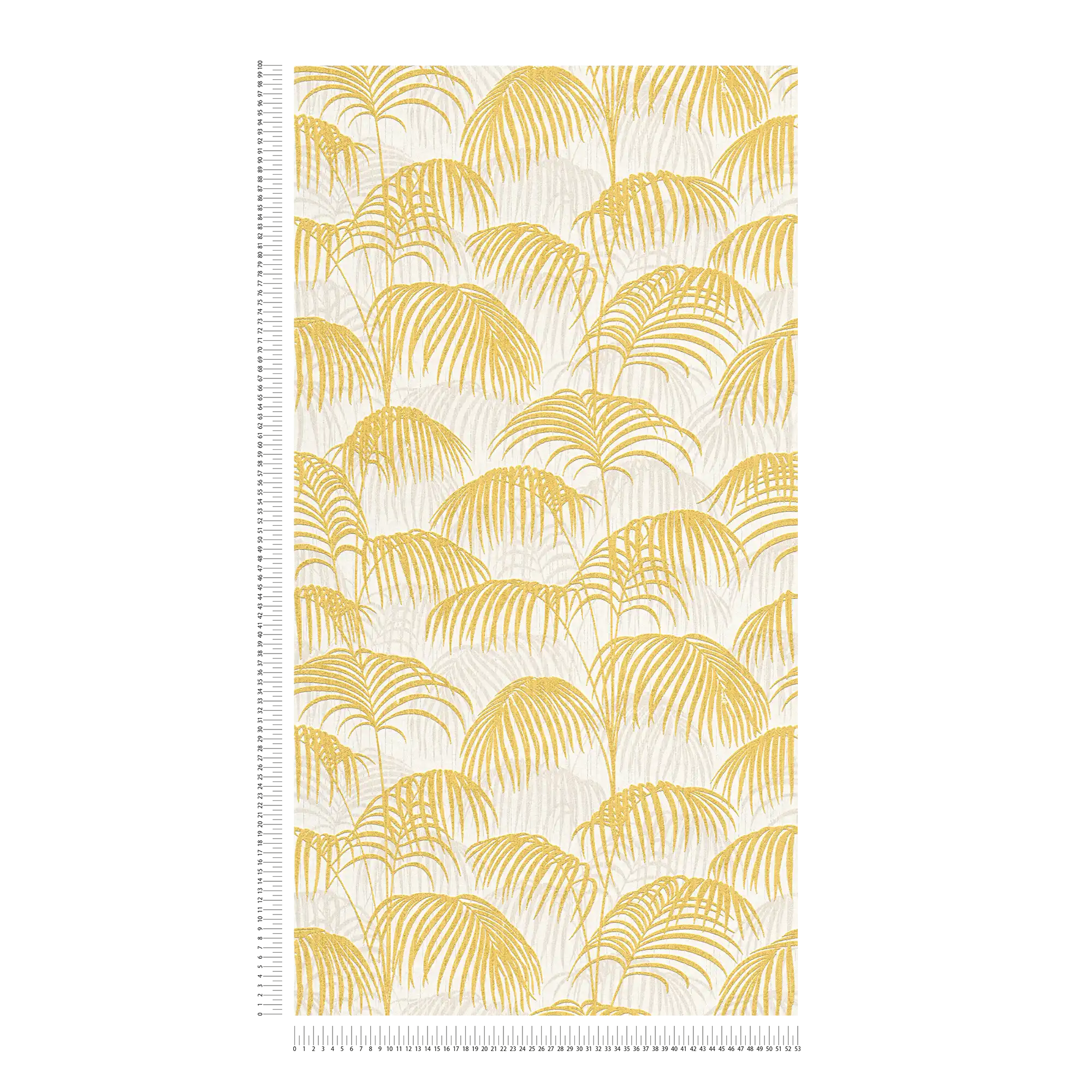             Palm wallpaper with gold effect & structure design - metallic, white
        