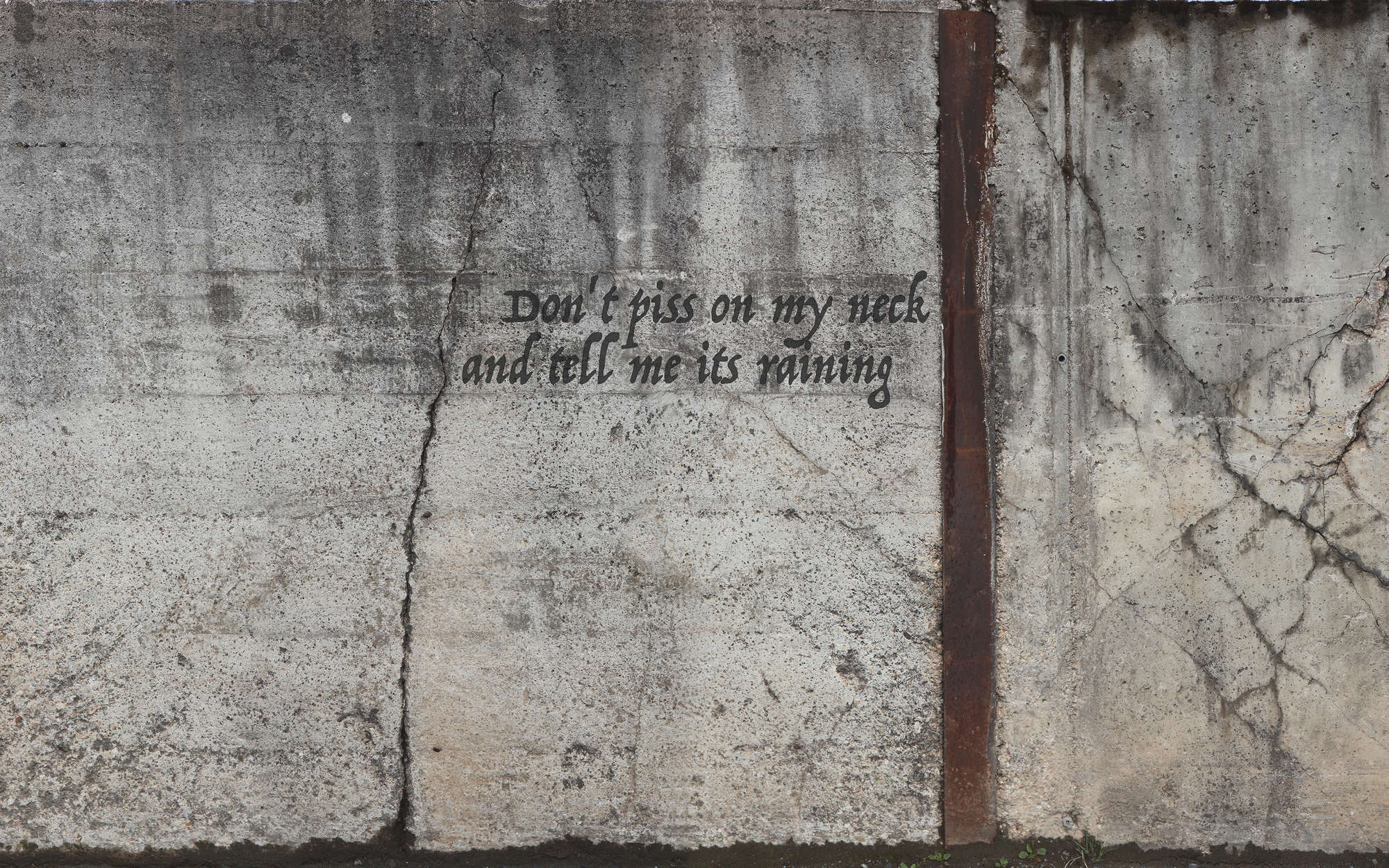             Photo wallpaper old concrete wall and lettering - pearlescent smooth fleece
        