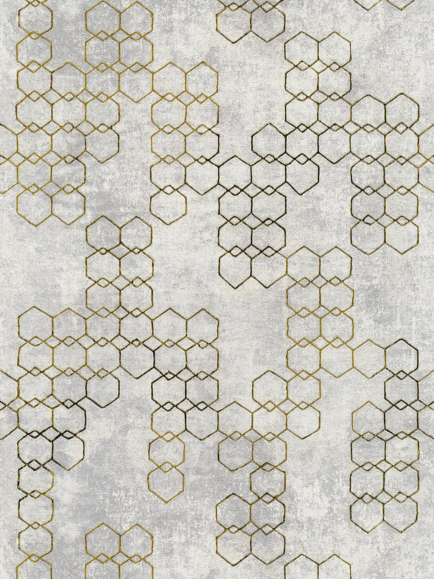 Wallpaper modern design gold & concrete effect - grey, gold
