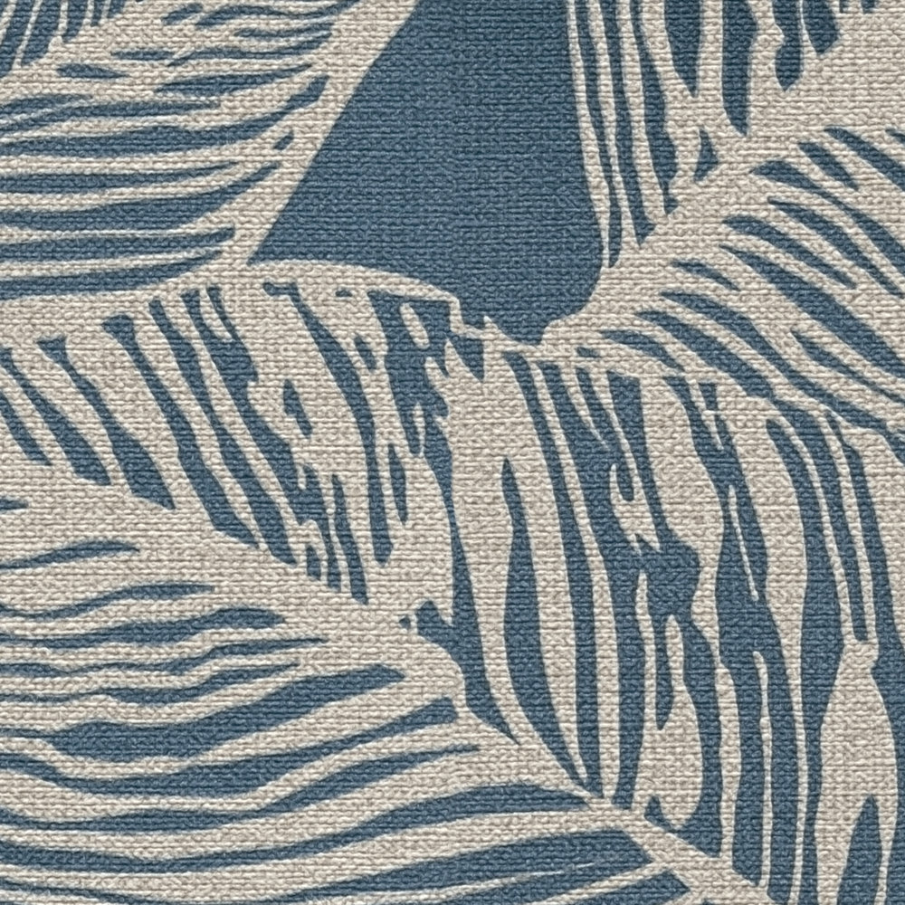             Papier peint intissé avec motif de feuilles sans PVC - bleu, marron
        