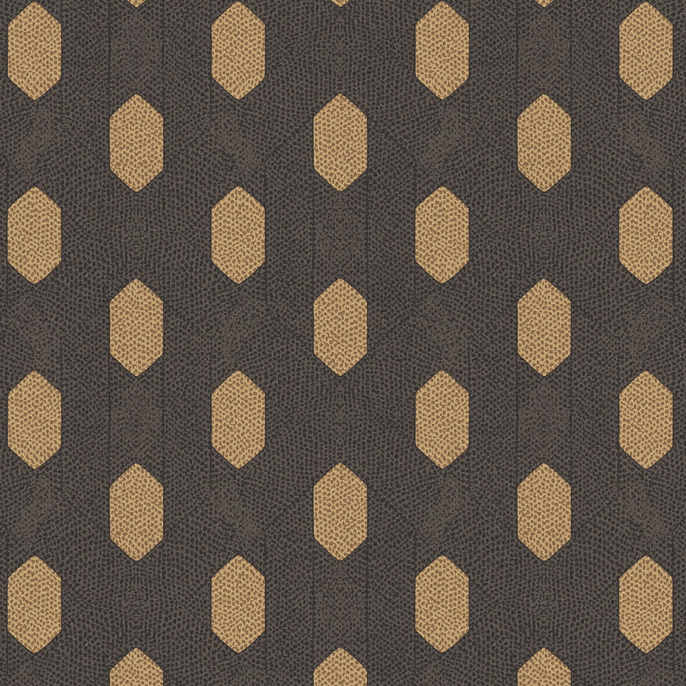             Elegant plain wallpaper with golden pattern - black, gold, brown
        