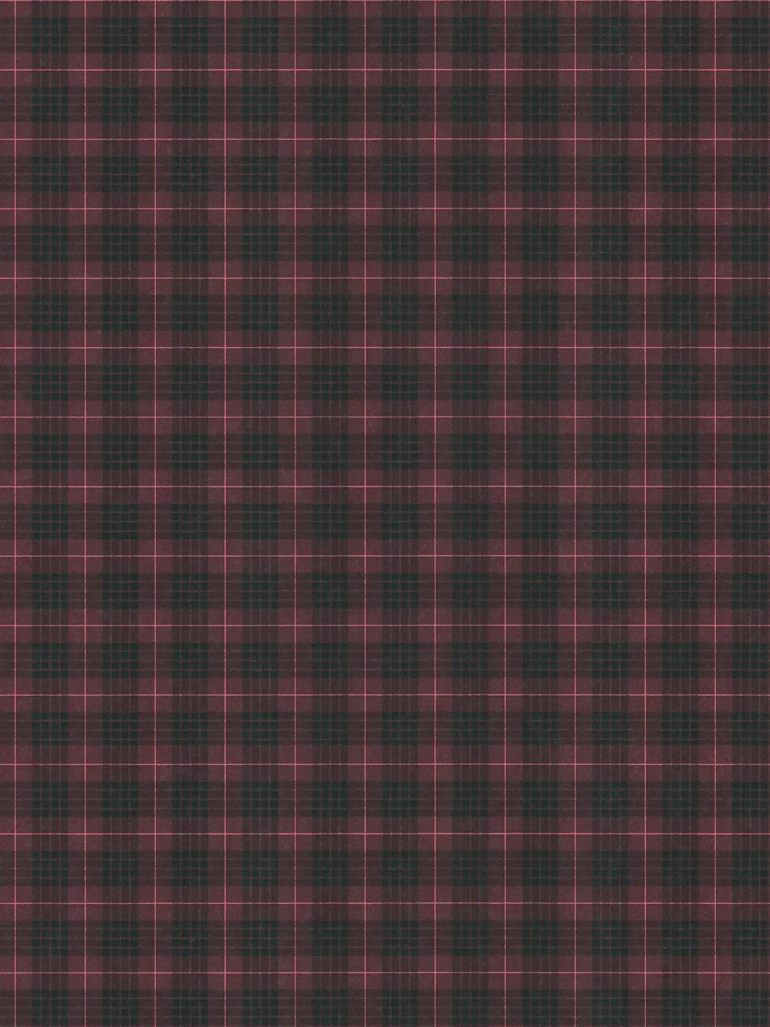 Non-woven wallpaper with fabric look chequered flannel look - red, black
