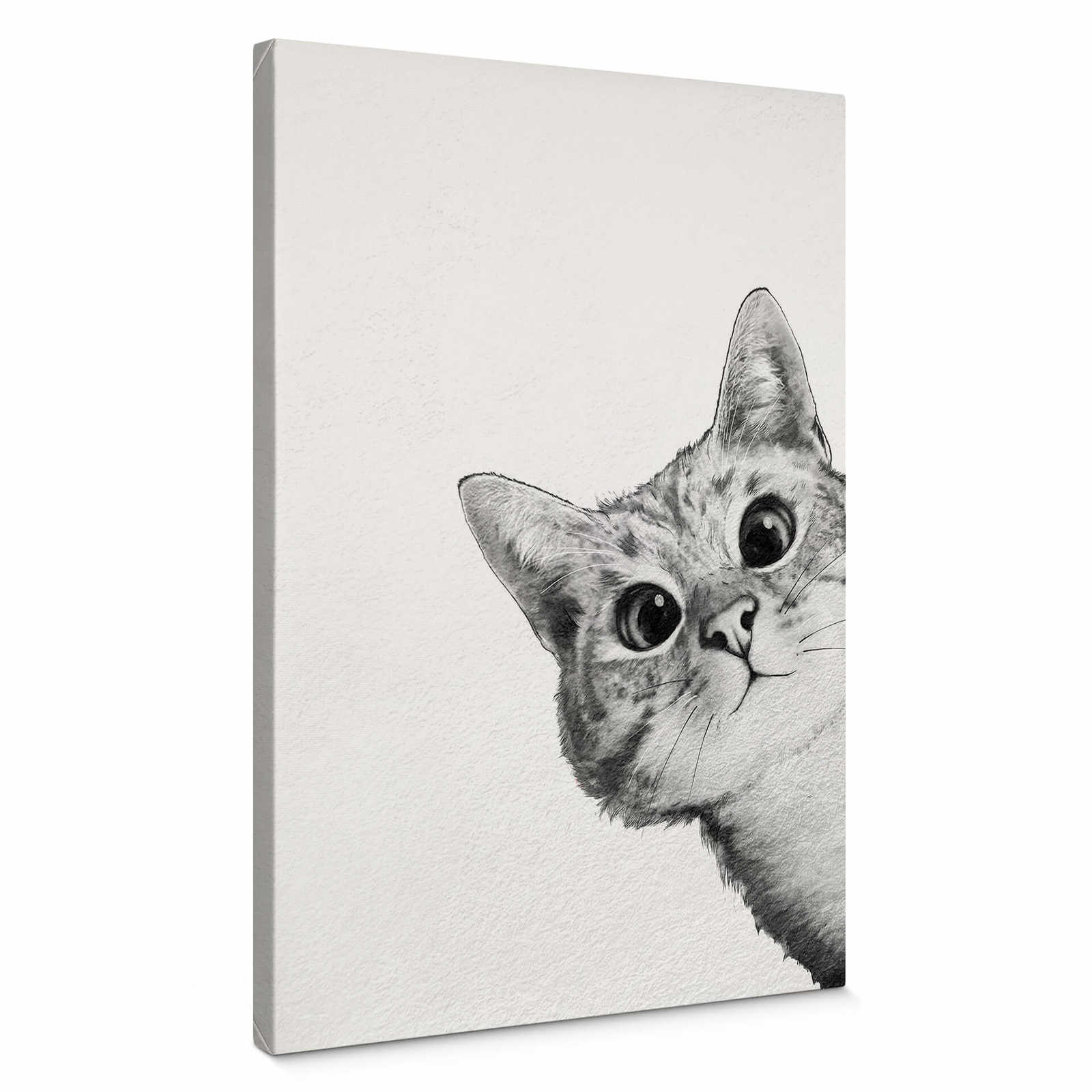         Canvas print "Sneaky Cat" by Graves, cat in black and white
    