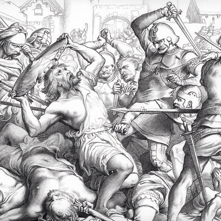         Photo wallpaper artwork pencil drawing "The Last Fight Of Hereward the Wake»
    