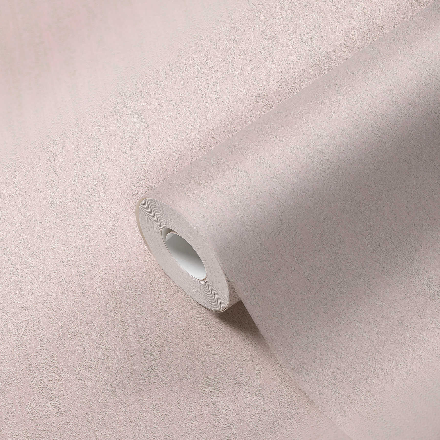             Roze behang effen pastel babyroze met structuurpatroon
        