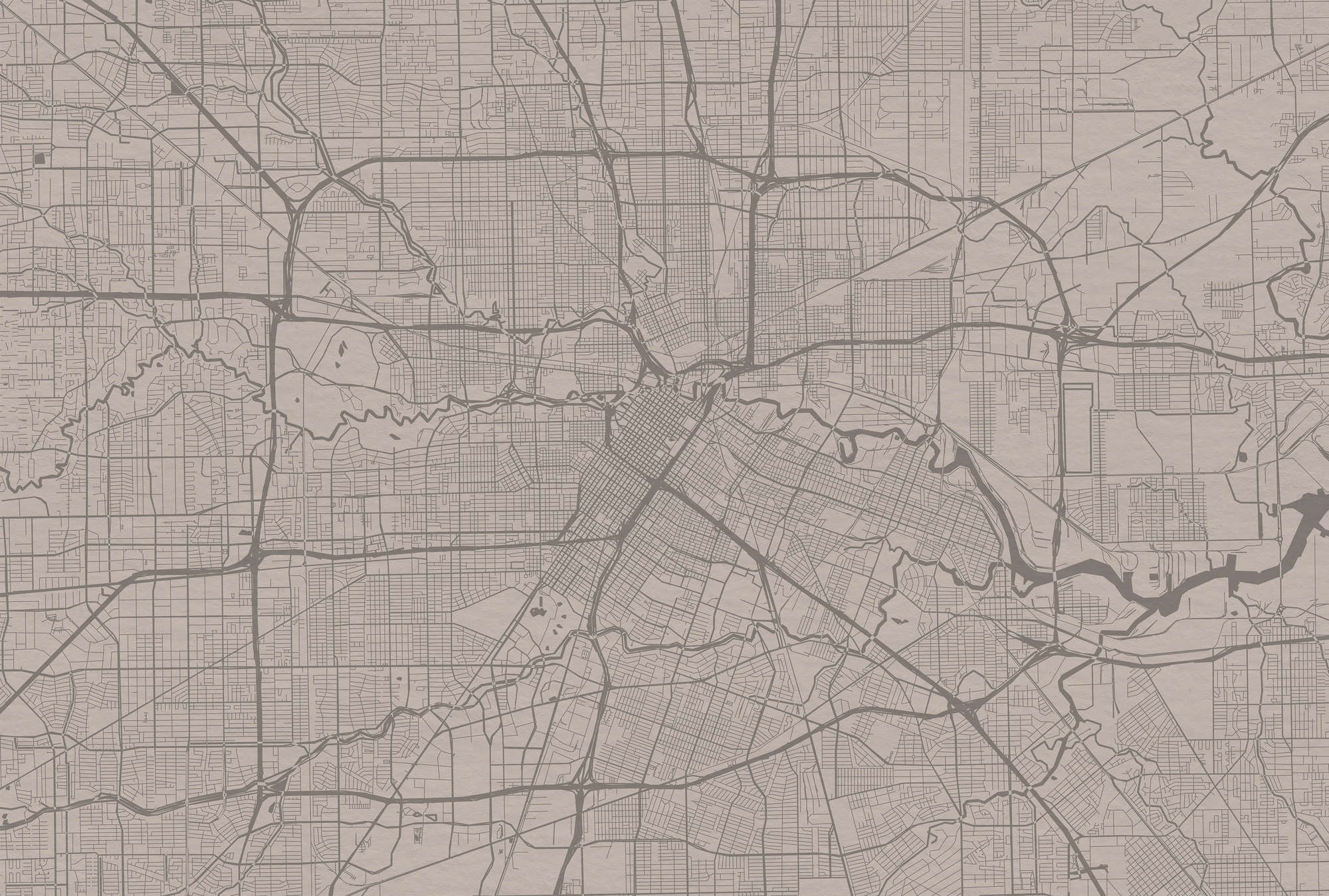             Muurschildering Stadsplattegrond met stratenplan - Grijs
        