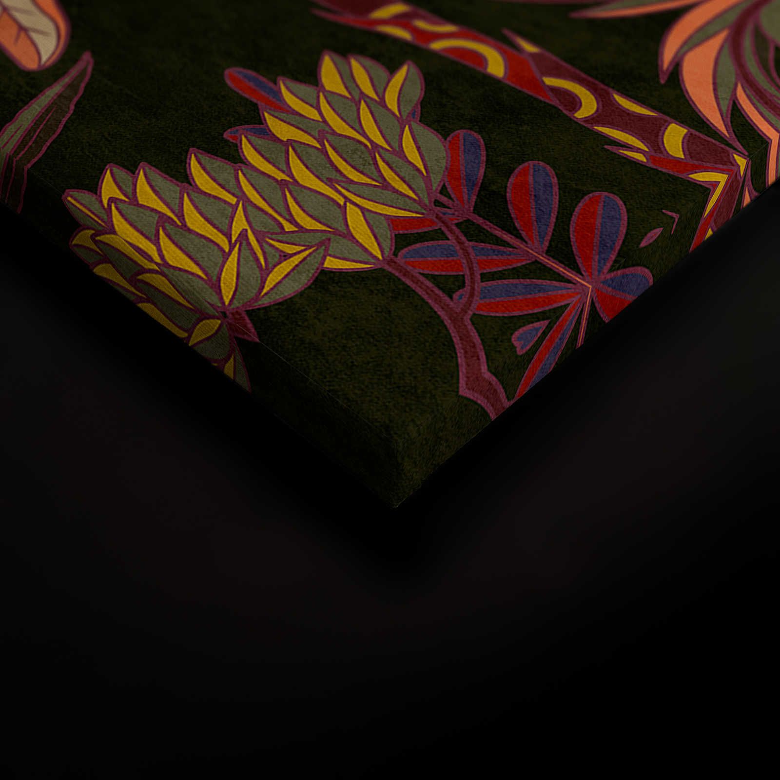             Lagos 1 - Cuadro lienzo palmeras estilo gráfico colorido en aspecto textil - 0,90 m x 0,60 m
        