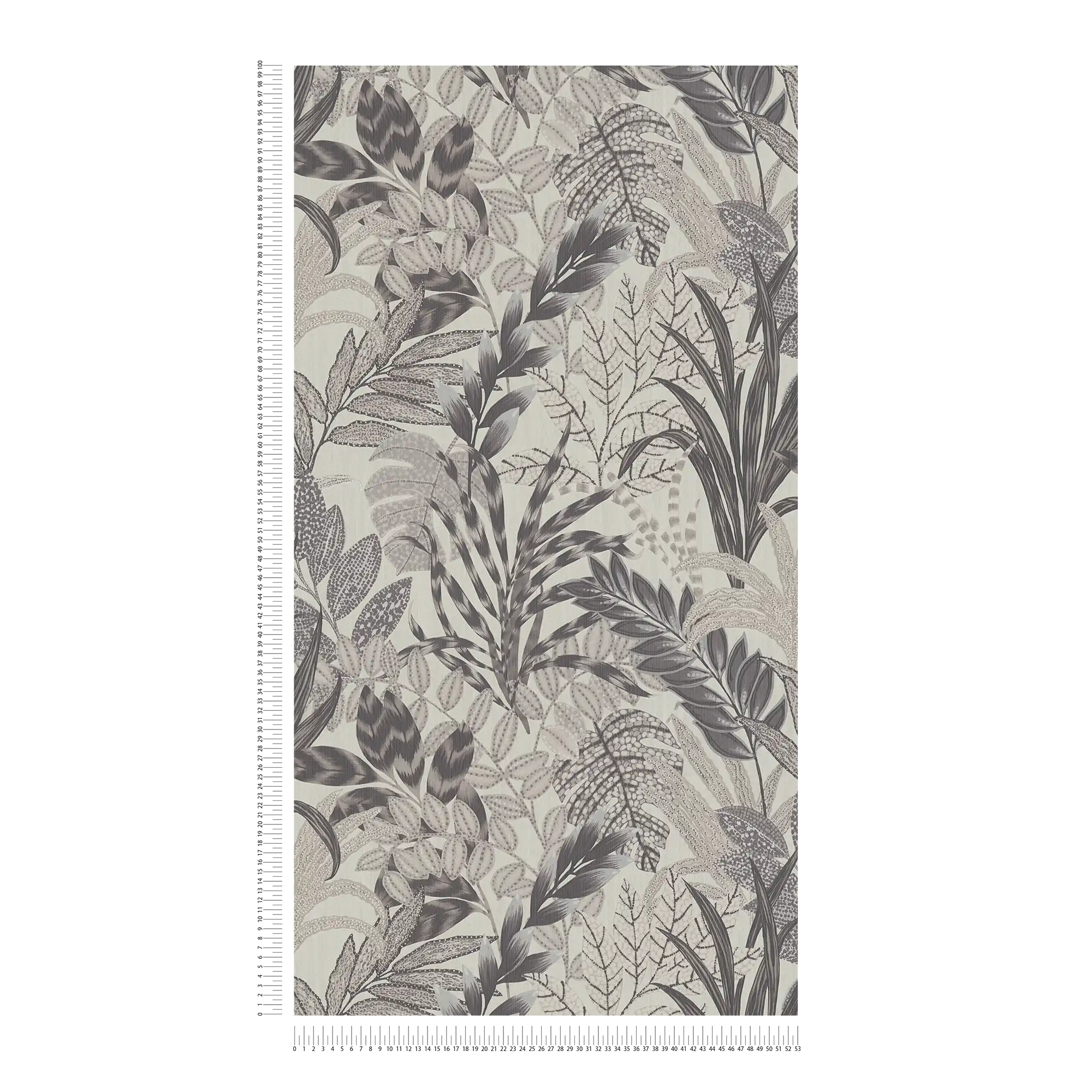            Monochrome jungle wallpaper with embossed texture - grey, white
        
